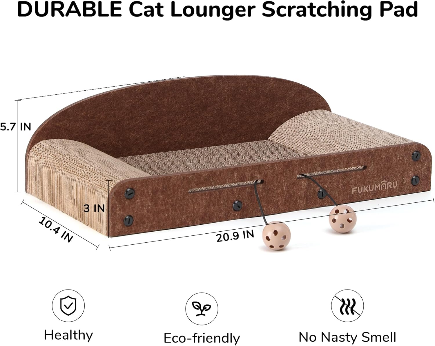 Thumbnail 3 de FUKUMARU Grattoir pour Chat en carton (53,3 cm) avec boule de cloche