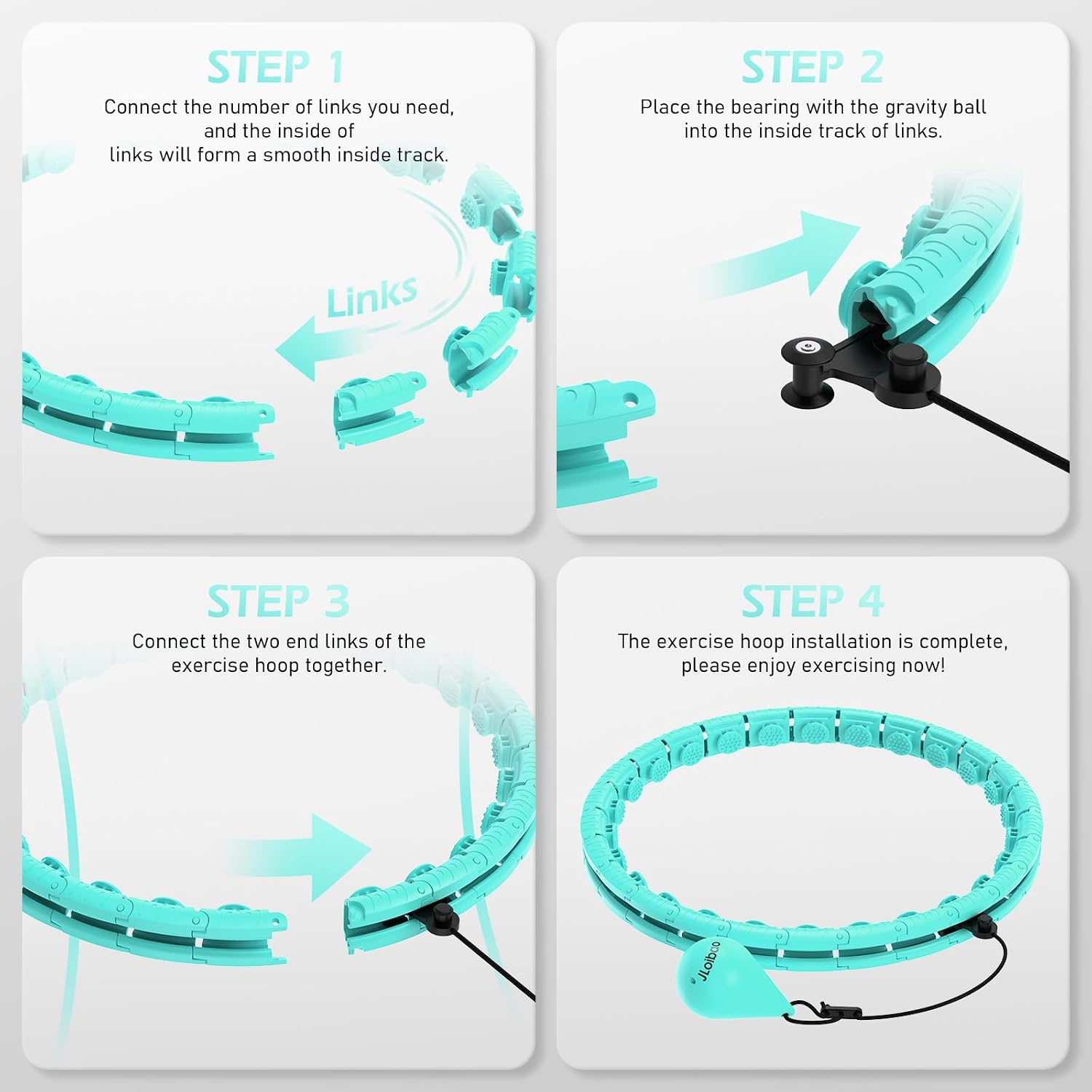 Thumbnail 6 de JLoibao Infinity Fitness Hoop, Weighted ABS Exercise Hoop with 26 Detachable Links