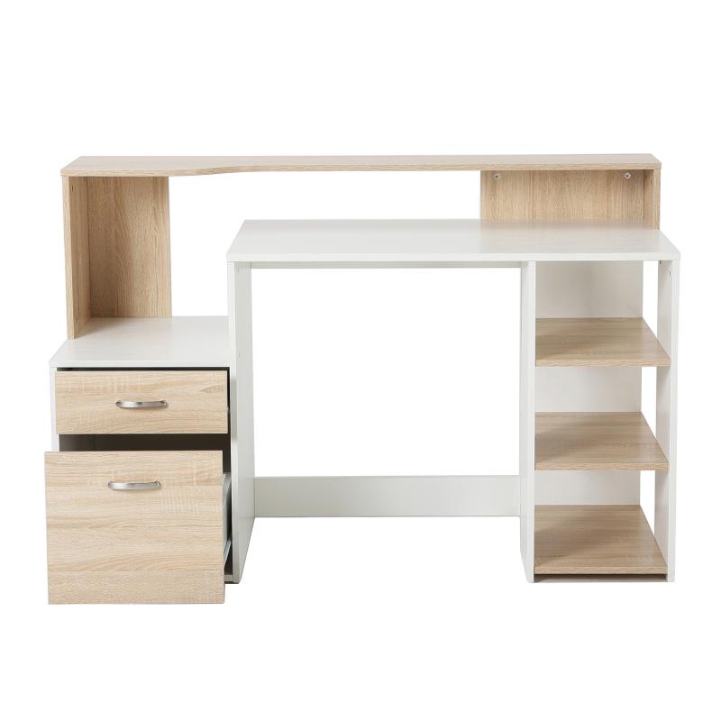 Detalle 2 de Homcom Mesa de Oficina 140x55x92 cm Blanco/Roble