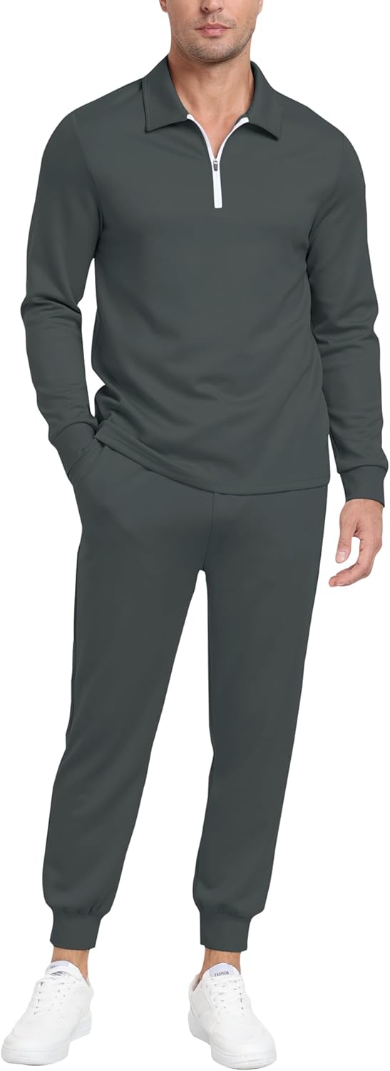 Thumbnail 1 de MoFiz survêtement 2 pièces homme en rayonne polyester, zip 1/4 et pantalon de jogging