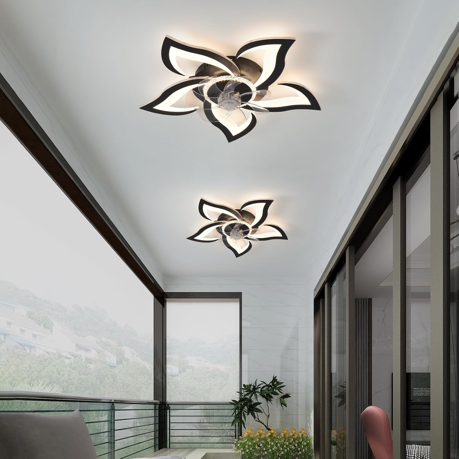 Detalle 1 de ZHMDJDSH ADH-CFL10 26-inch Geometric Ceiling Fan with Dimmable LED Light