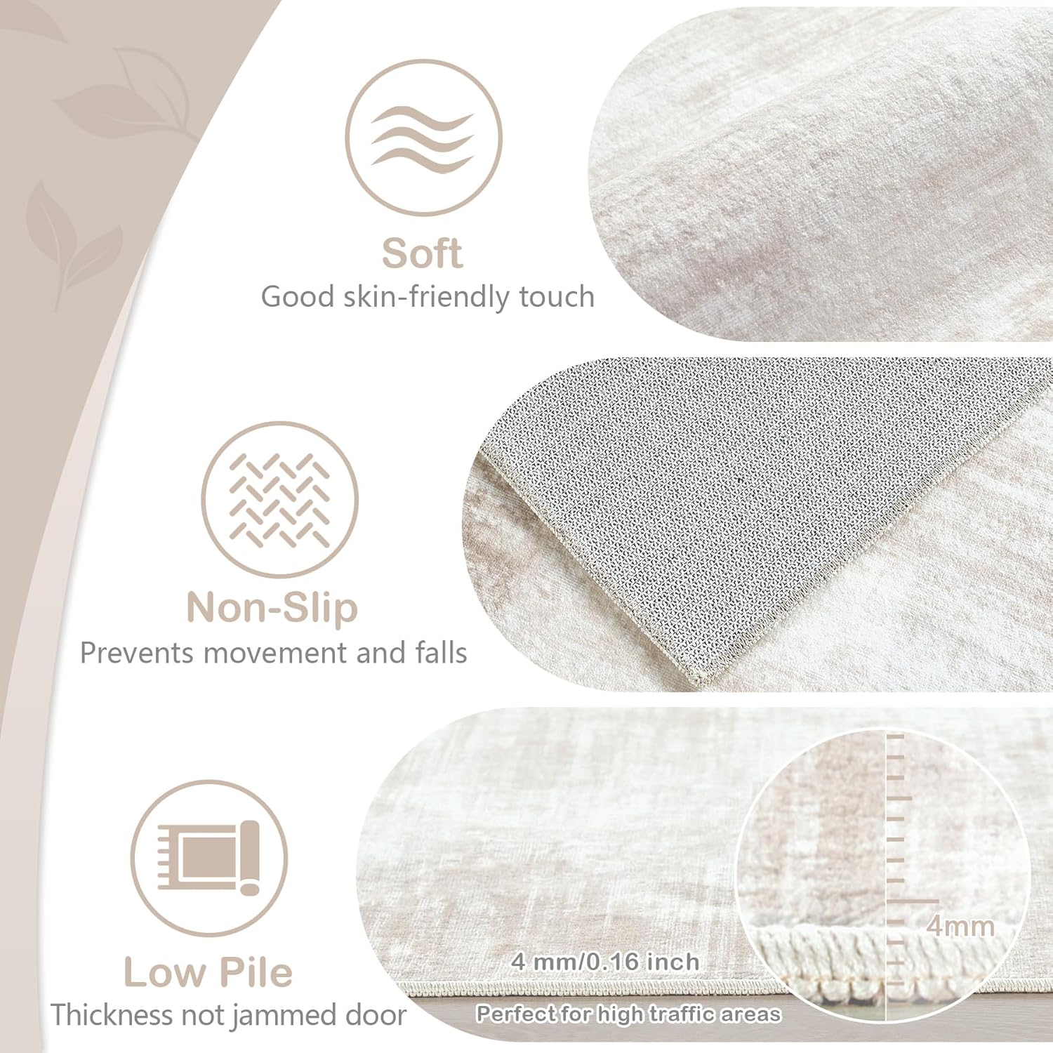 Thumbnail 6 de Area Rugs 9'x12' Washable Neutral Living Room Rug 🏠