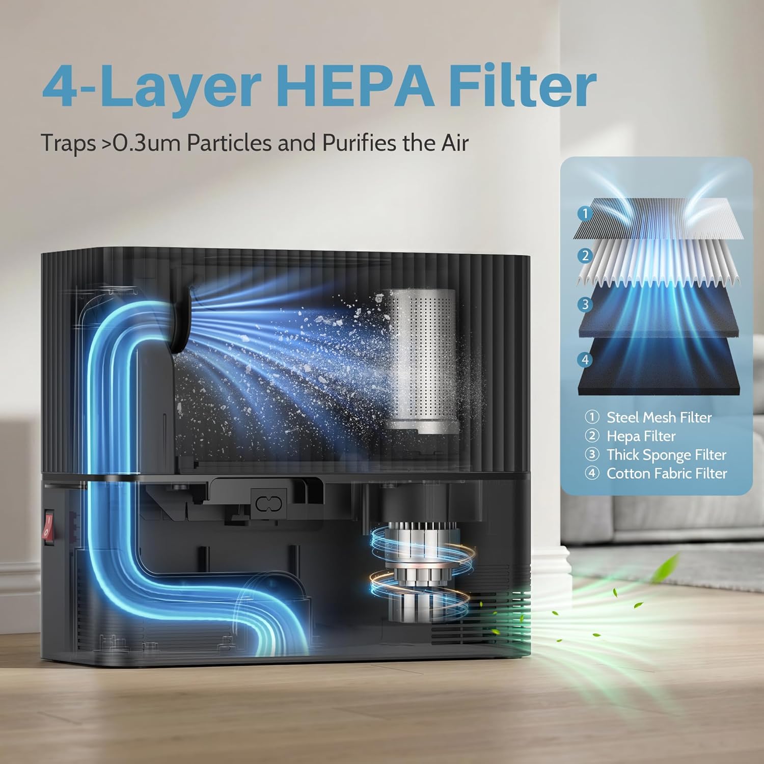 Detalle 2 de Keenhot EL7 Touchless Vacuum Dustpan, 20 kPa Suction, HEPA Filter, 3 L