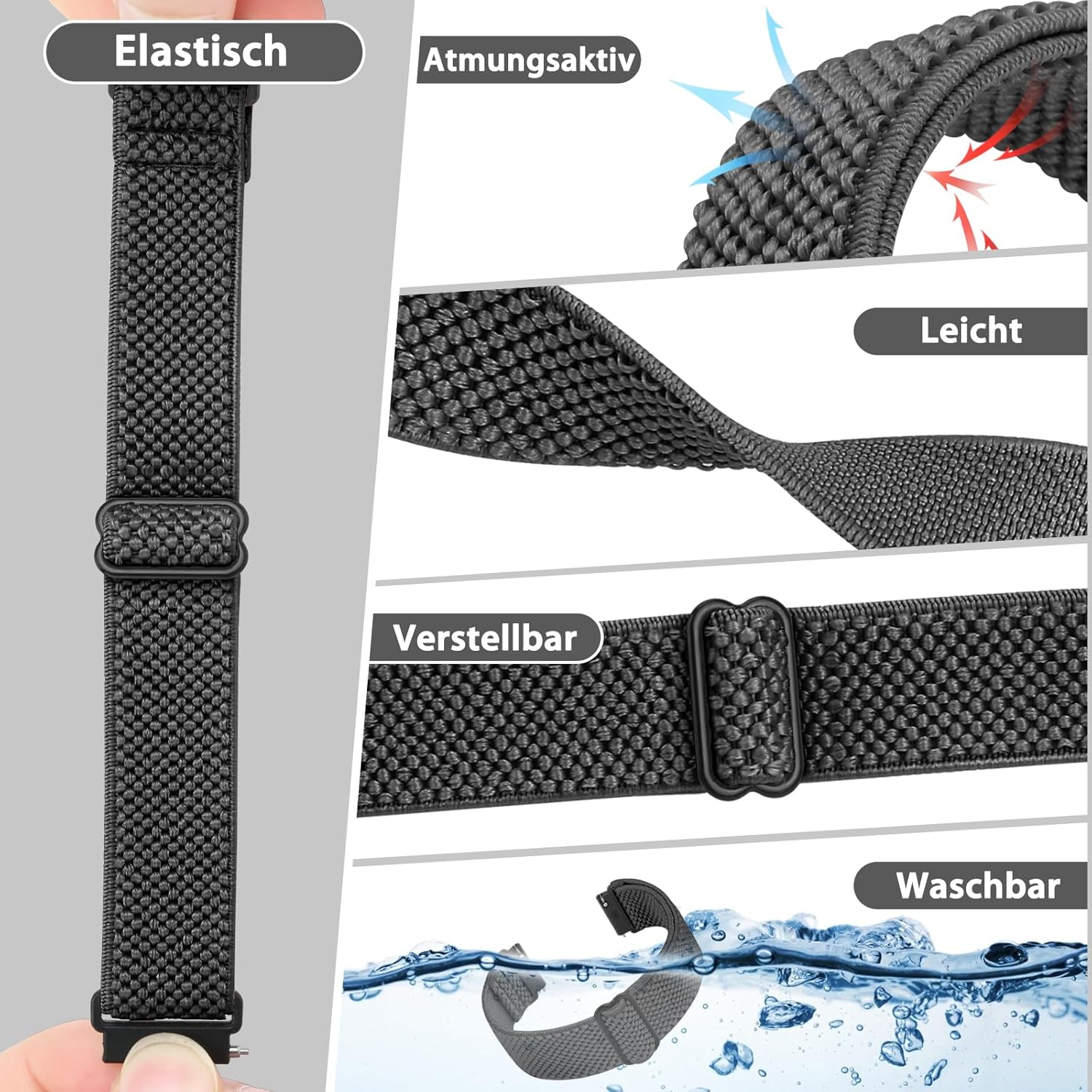 Thumbnail 1 de SHIJZWD 22mm elastisches Nylon Uhrenarmband