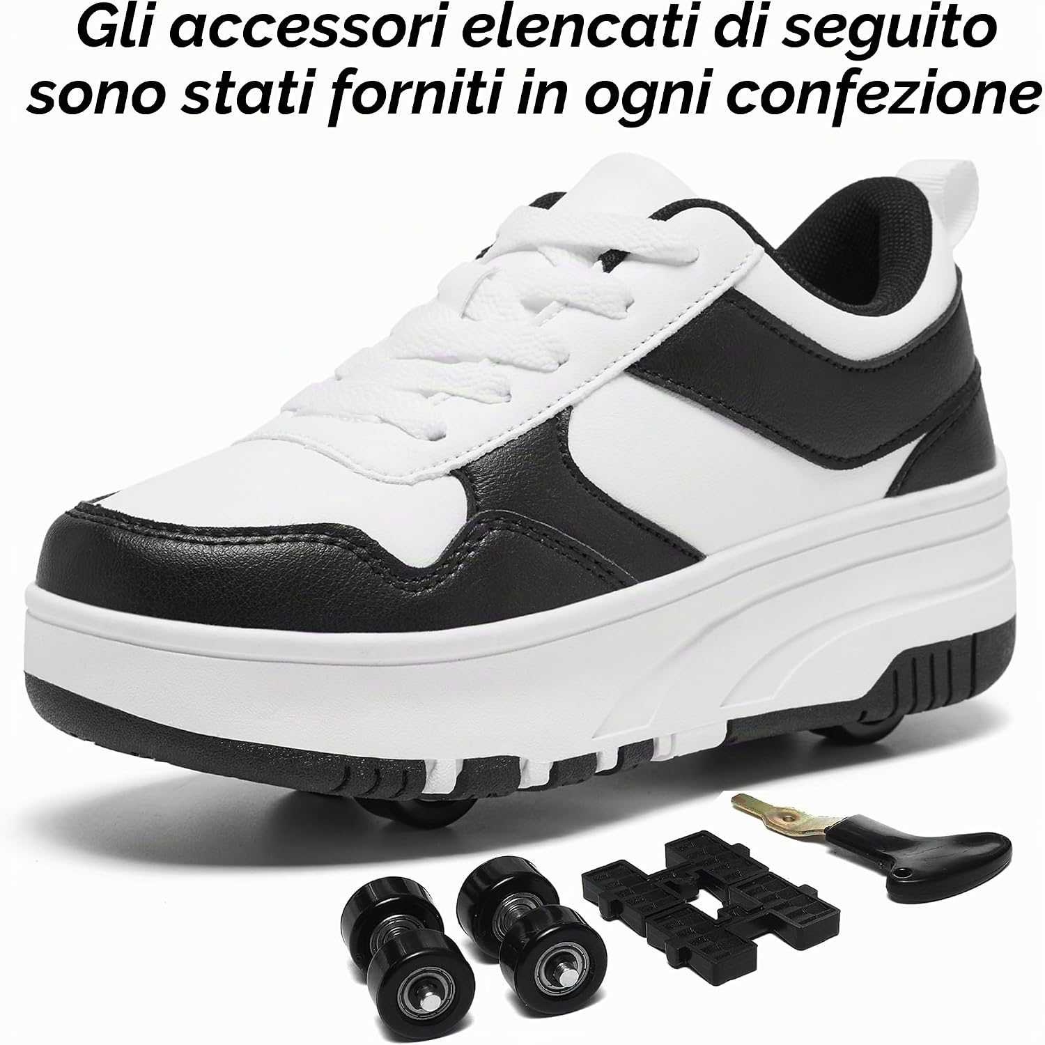 Detalle de ANEFUN Scarpe da skate per bambini con ruote – versatili e sicure