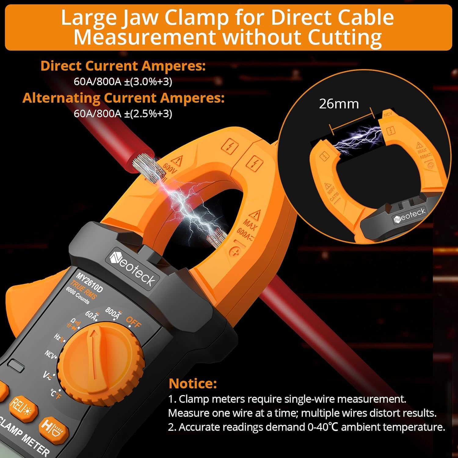 Thumbnail 2 de Neoteck TRMS 6000 Counts Clamp Meter 800A