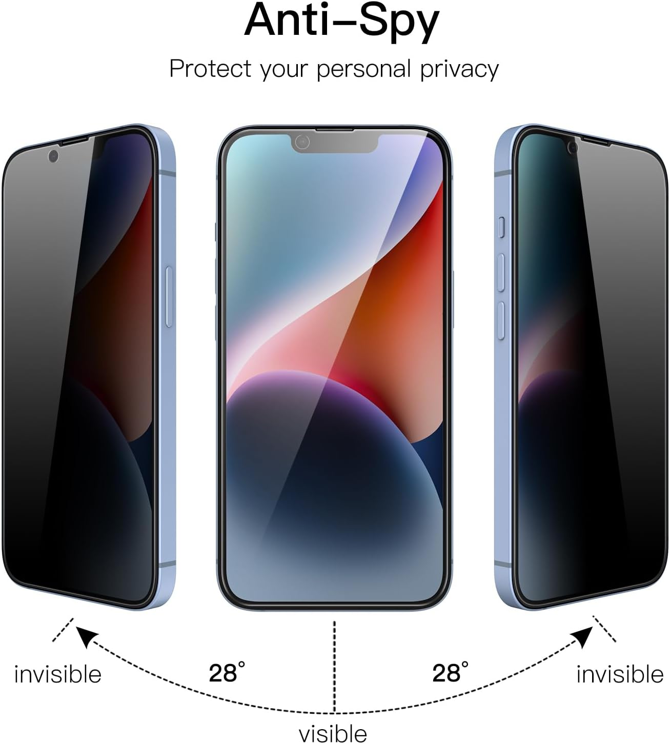 Detalle de JETech Privacy Full Coverage Screen Protector for iPhone 17e (2026) / iPhone 16e / iPhone 14 6.1" — Anti-Spy Tempered Glass, Edge-to-Edge, Case-Friendly (2-Pack)