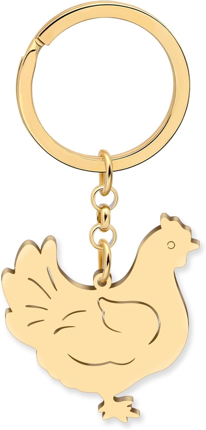 Thumbnail 6 de LONYOO Lustig Huhn Schlüsselanhänger – Edelstahl Henne Charms mit 18k Gold- oder Silberfinish