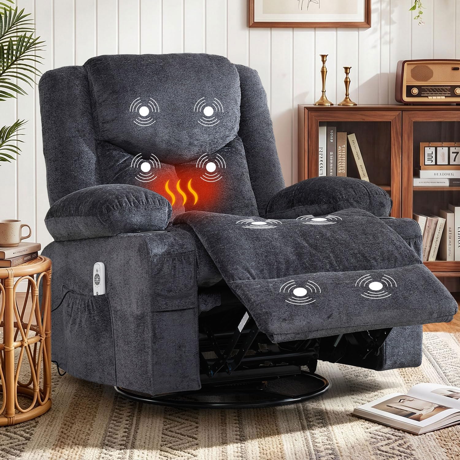 Detalle de BOSMILLER Swivel Recliner Chair with 350 lb Capacity