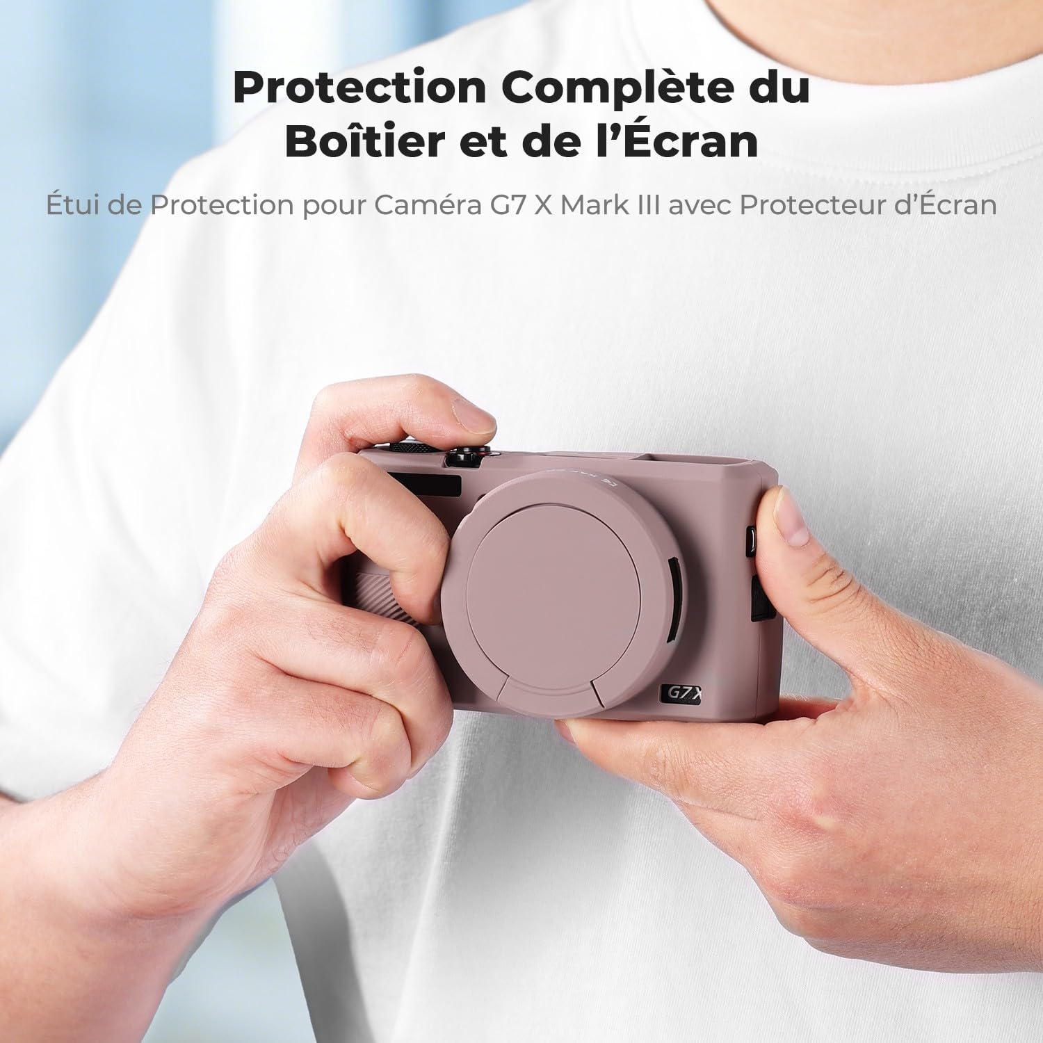 Detalle de Coque de protection en silicone pour Canon PowerShot G7X Mark III / G7X3 – Gris Violet
