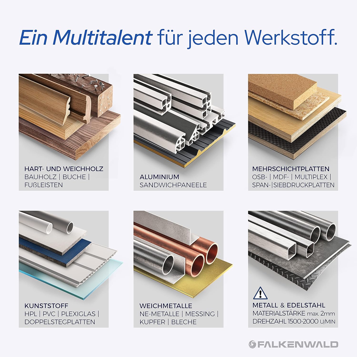 Thumbnail 1 de FALKENWALD Sägeblatt 160x20 mm für Holz, Metall & Alu – kompatibel als 160x20 Kreissägeblatt (u. a. TS55 & Bosch Multi 160)