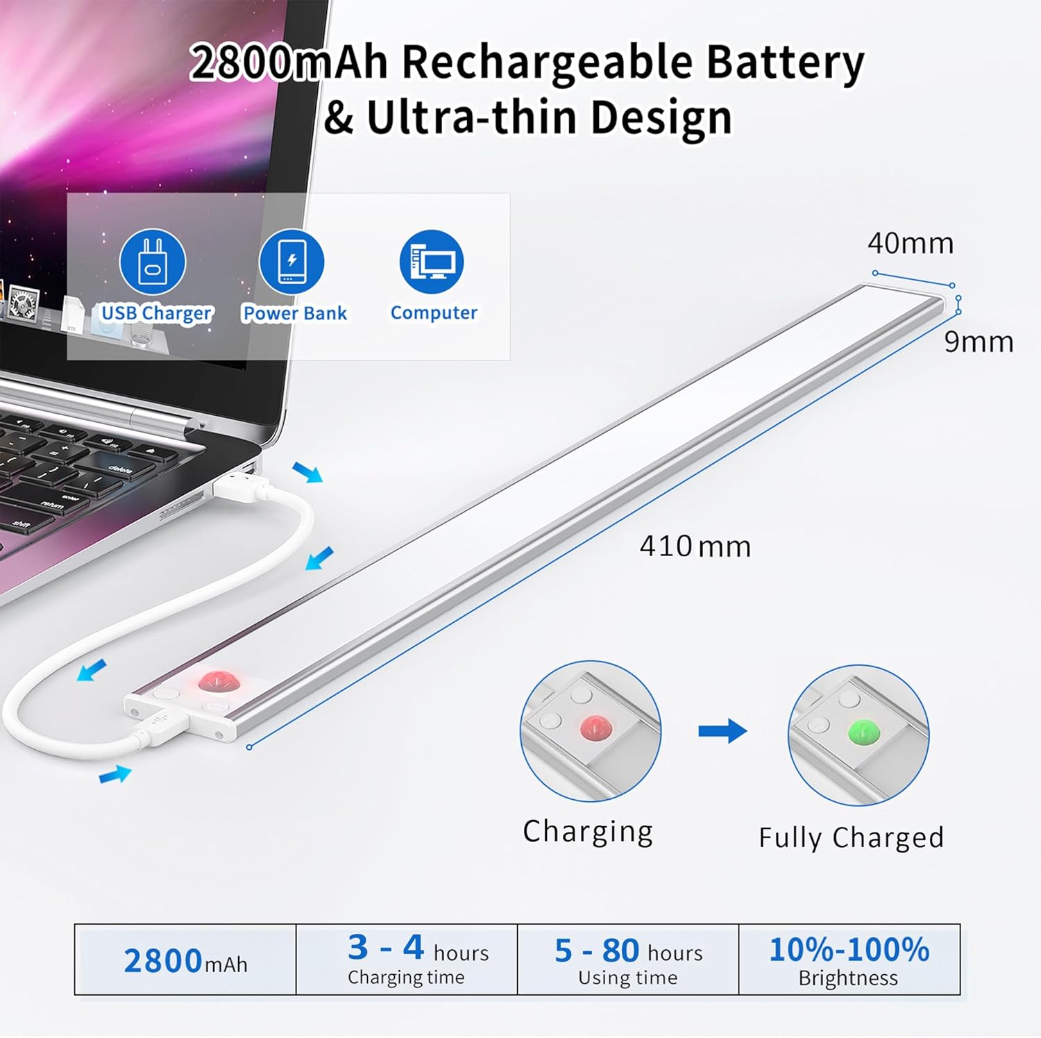 Thumbnail 3 de OUILA 41 cm Unterbauleuchte mit Akku