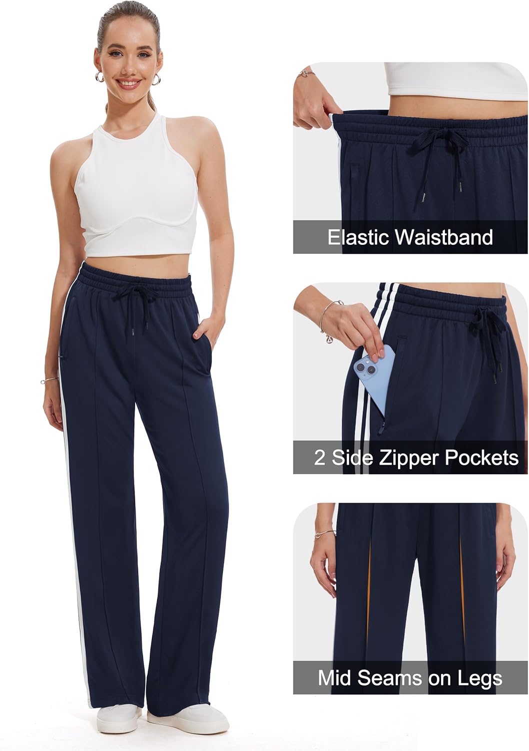 Thumbnail 4 de Tapata Women's Inseam Track Pants: 28/30/32/34/36 Loose Straight Leg Joggers
