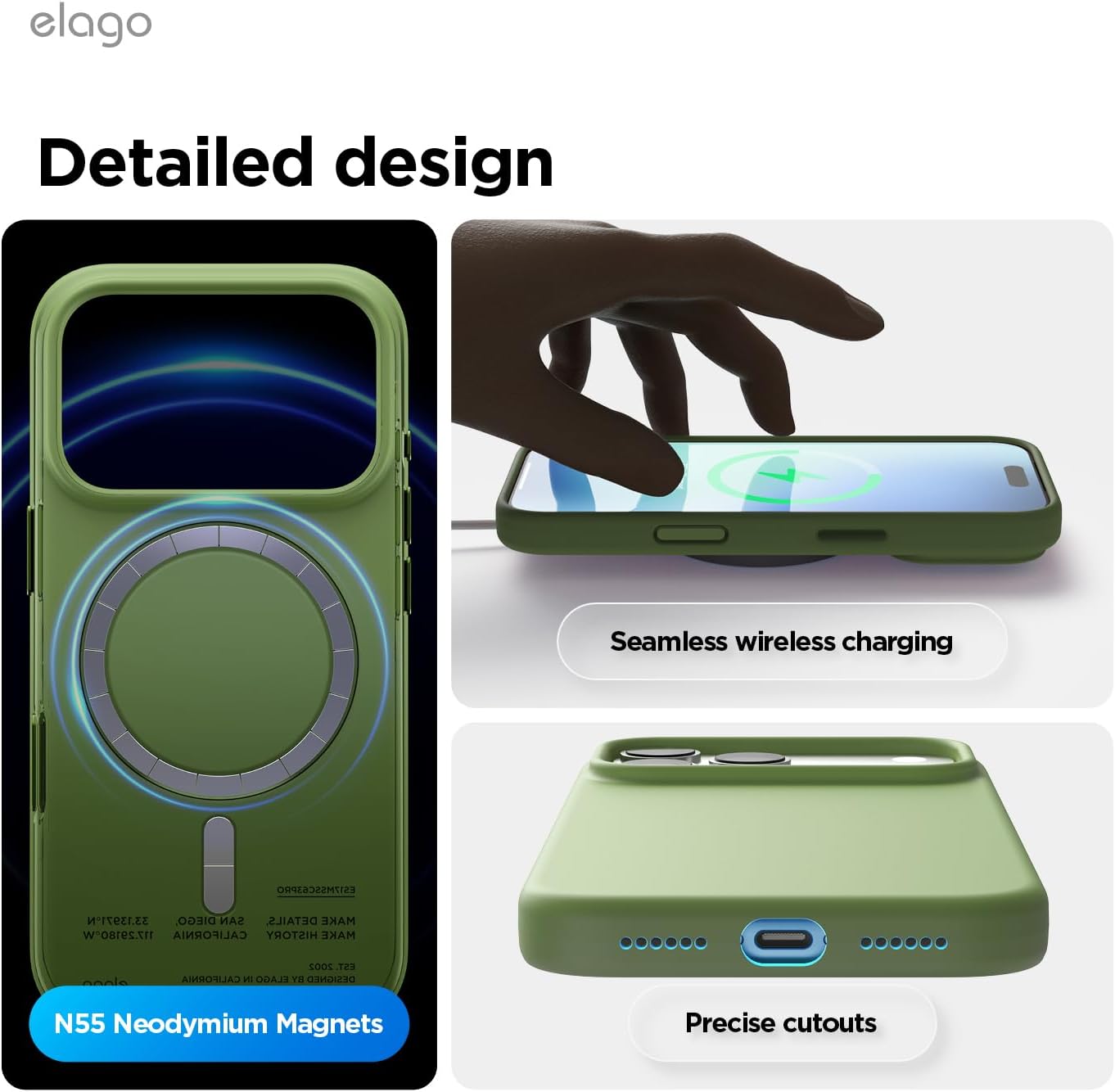 Thumbnail 6 de elago Magnetic Silicone Case for iPhone 17 Pro Max (6.9”) – Cedar Green, MagSafe-compatible slim protective cover