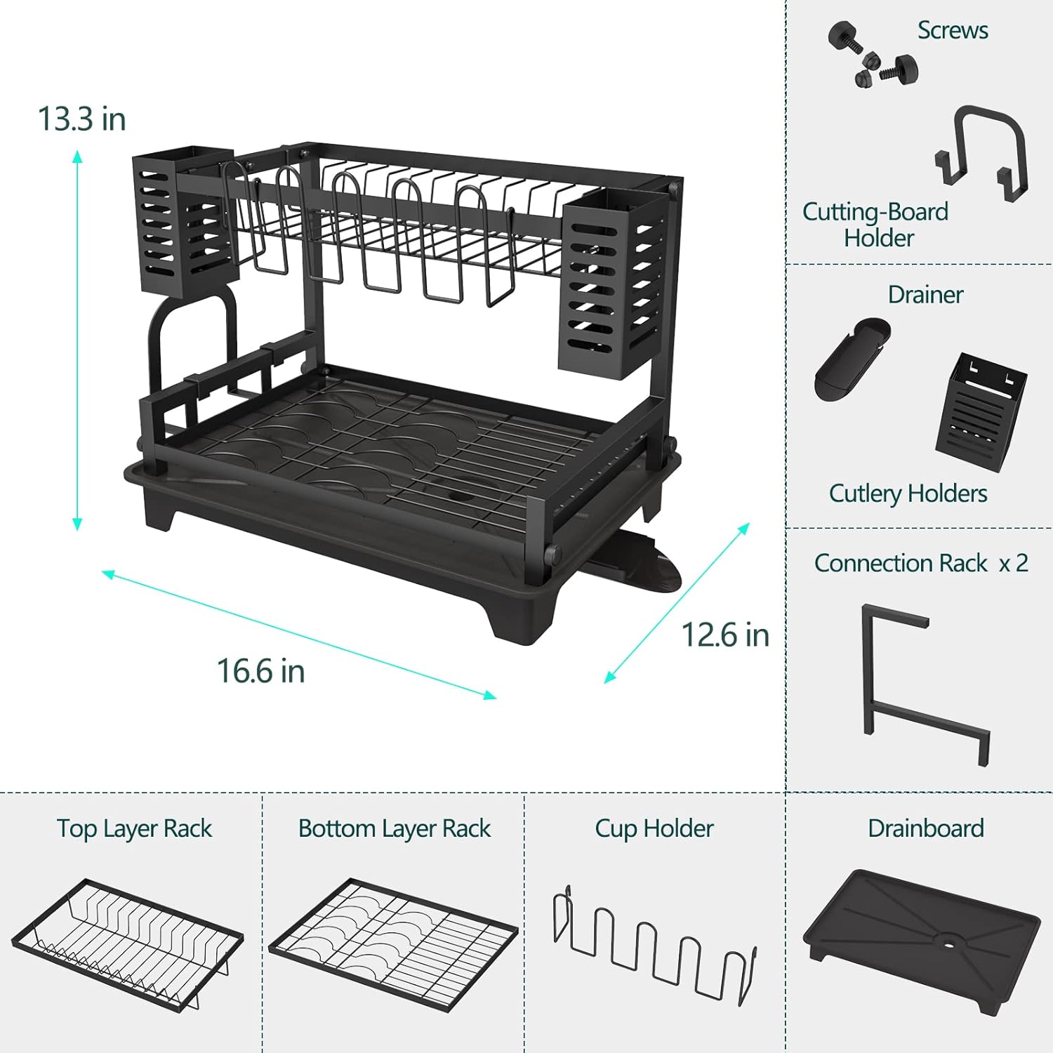 Thumbnail 3 de B-Land 2-Tier Dish Drying Rack