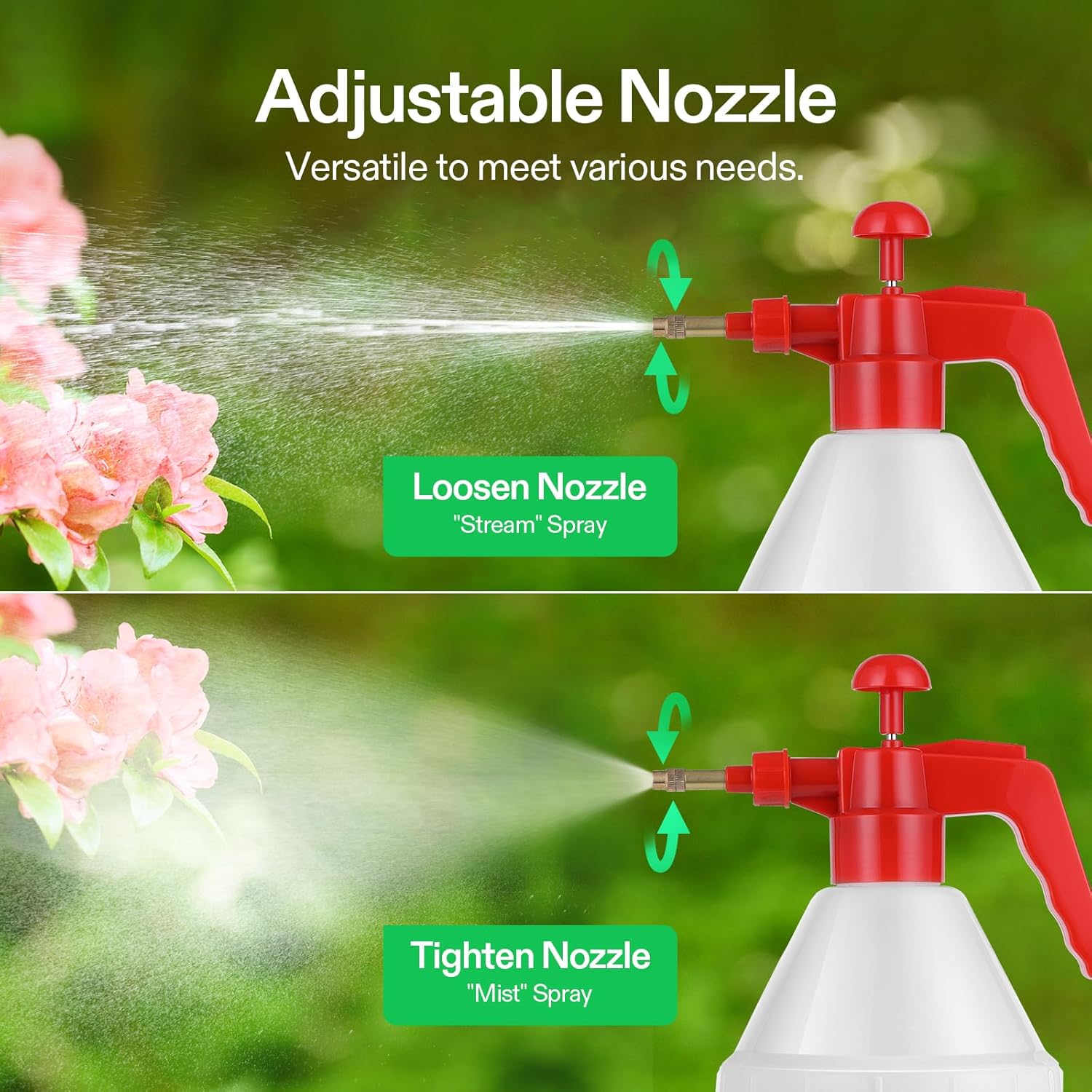 Detalle 2 de VIVOSON Pulvérisateur à pression de jardin 1,5 L rouge avec buse en laiton réglable