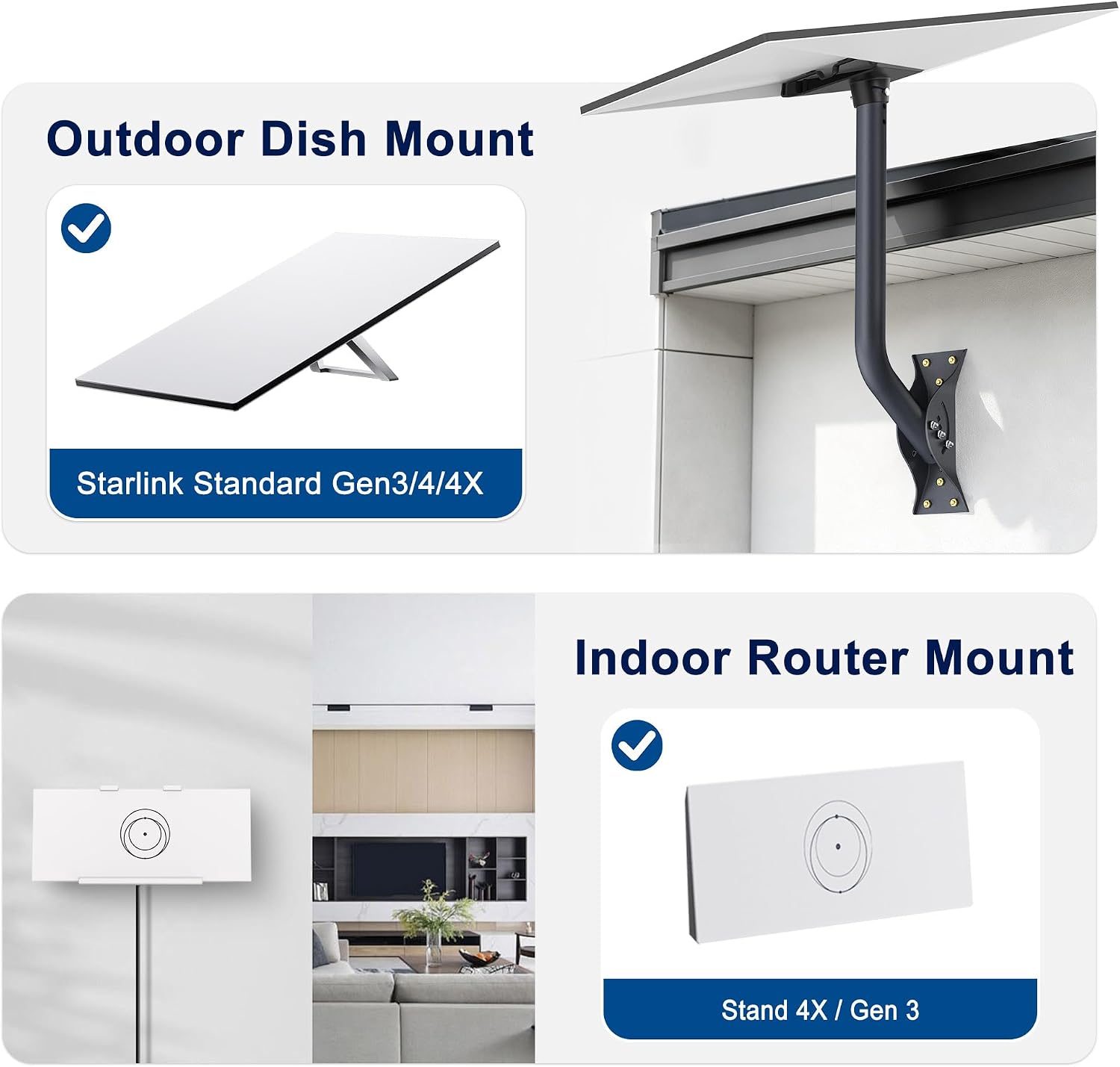 Detalle de Compatible with Starlink All-in-One Mount Kit: Heavy-Duty Outdoor Dish & Indoor Router Mount
