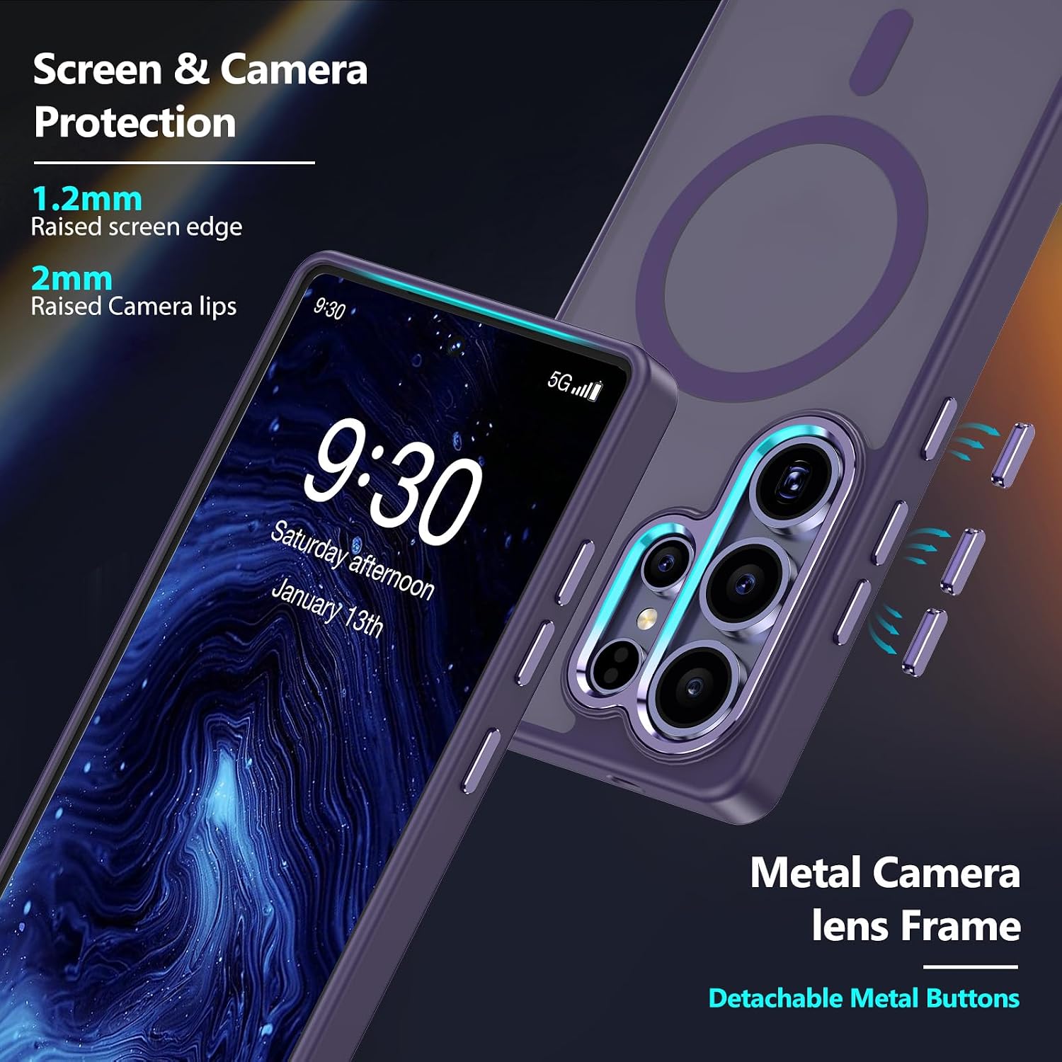 Thumbnail 3 de MATEPROX Magnetic Case for Samsung Galaxy S25 Ultra with Screen Protector – Translucent Matte, MagSafe Compatible