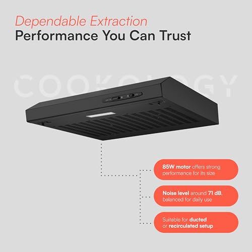 Detalle de Cookology 60cm Visor Cooker Hood (217.6 m³/h) in Black