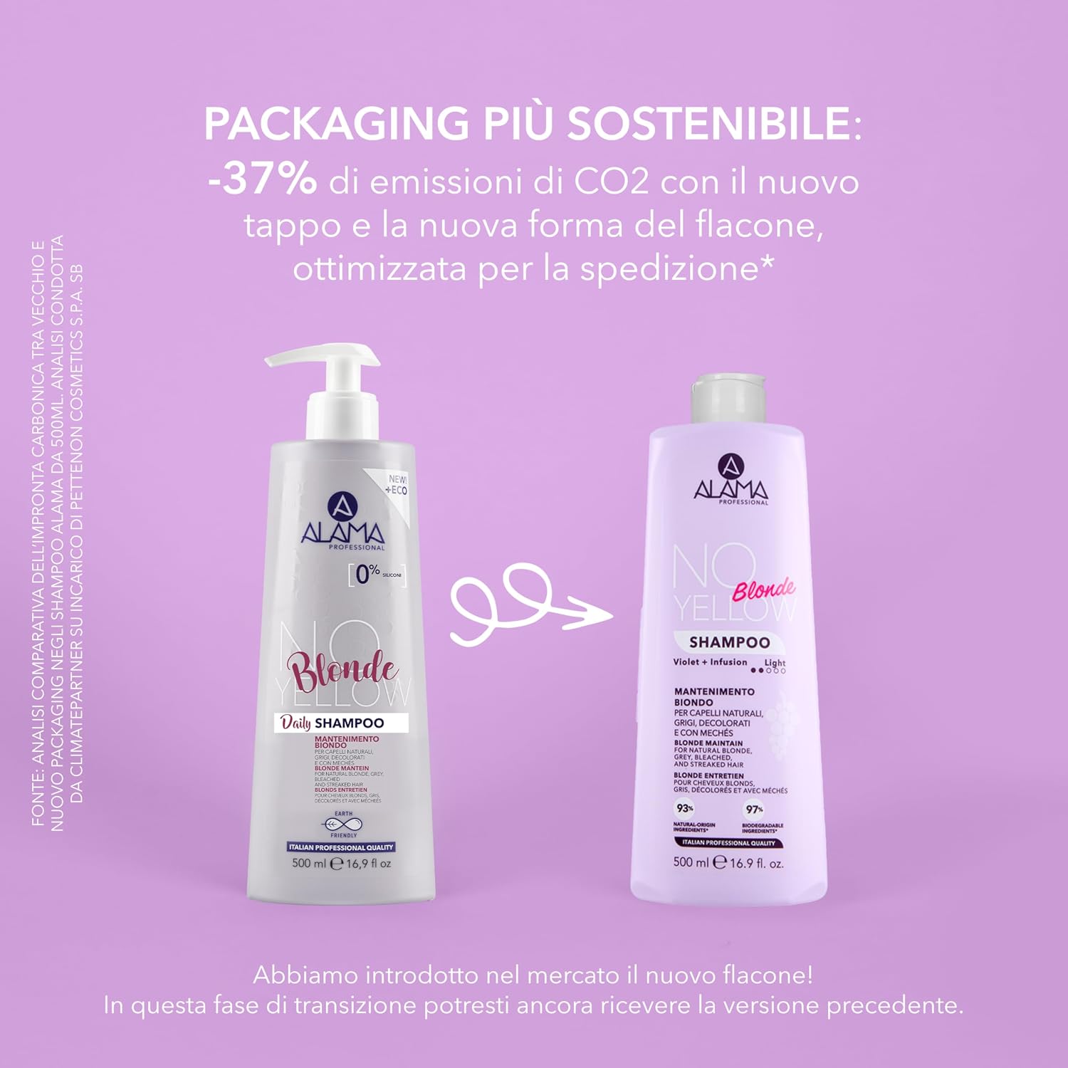 Detalle de Alama Professional No-Yellow Daily Shampoo: valorizza il biondo senza tingere o appesantire
