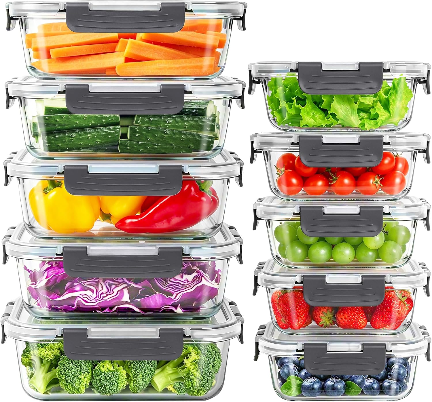 Detalle de HKJ Chef Glass Meal Prep Containers, Borosilicate Glass