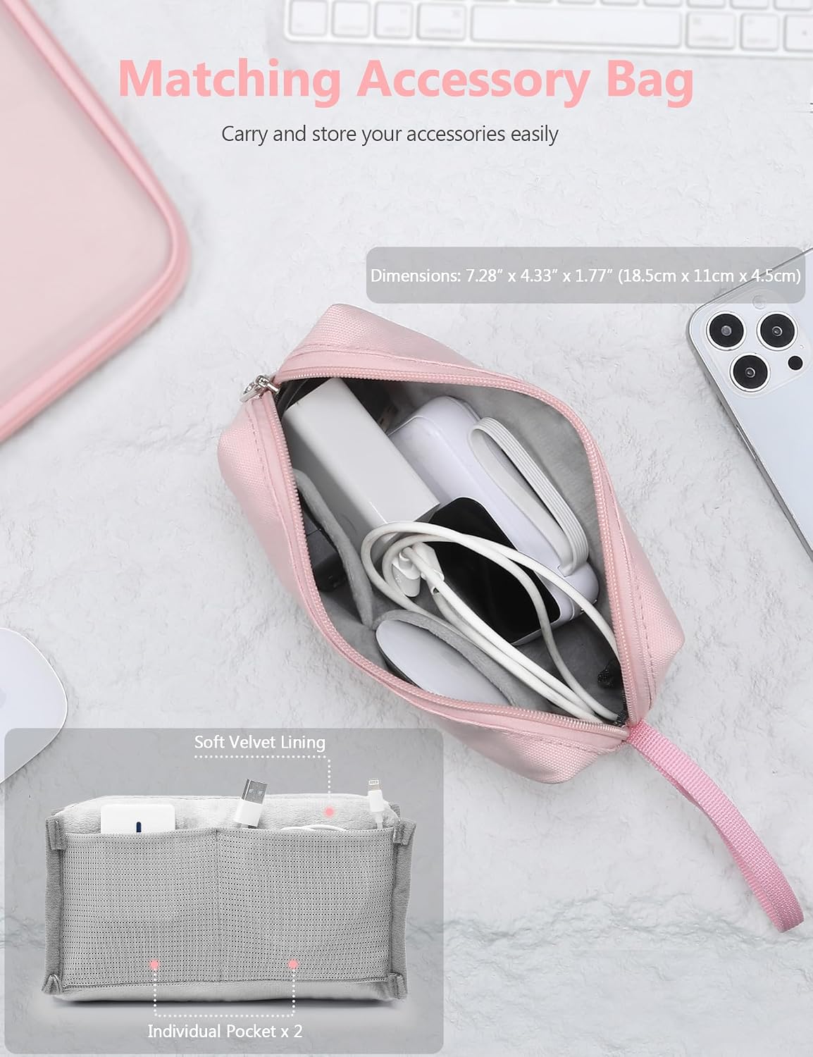 Detalle de HYZUO 17-17.3 Inch Hard Shell Laptop Sleeve Case (Pale Pink) for 17" Laptops