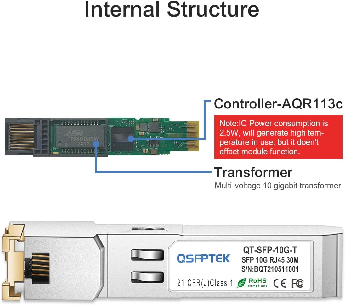 Thumbnail 3 de 2-Pack 10GBASE-T SFP+ Module: 10G SFP+ to RJ45 Copper Transceiver for Cisco, Ubiquiti, Netgear and More