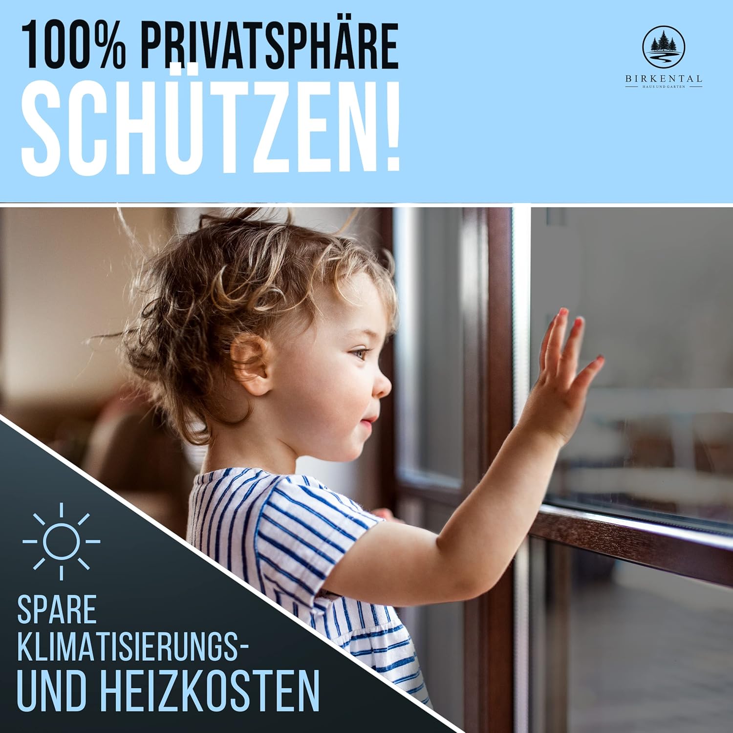 Thumbnail 3 de Birkental Sonnenschutzfolie für Fenster innen oder außen (Spiegelfolie, blickdicht, selbstklebend) 149 x 400 cm