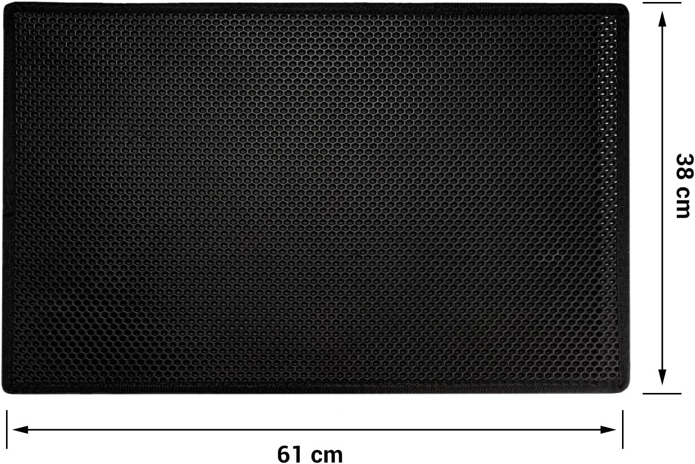 Detalle 2 de Pieviev Double-Layer Honeycomb Cat Litter Tray Mat (61 x 38cm) EVA, Non-BPA, Washable, Black