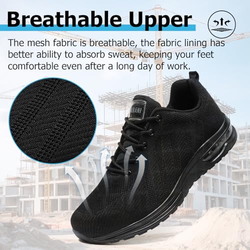 Thumbnail 6 de Hanani chaussures de sécurité 37EU, embout acier et semelle anti-perforation, noir et blanc