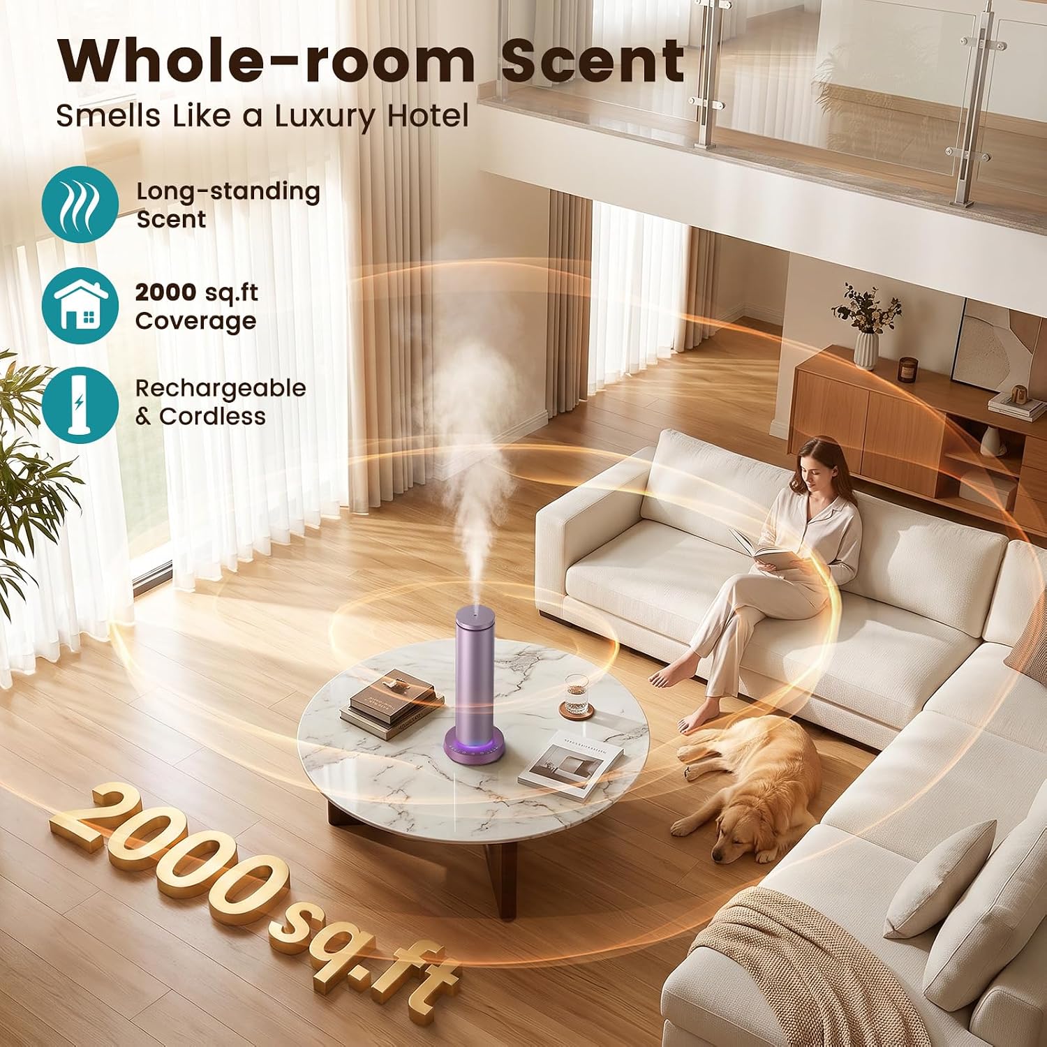 Detalle 1 de Ziweo Waterless Essential Oil Diffuser, 2,000 Sq. Ft.