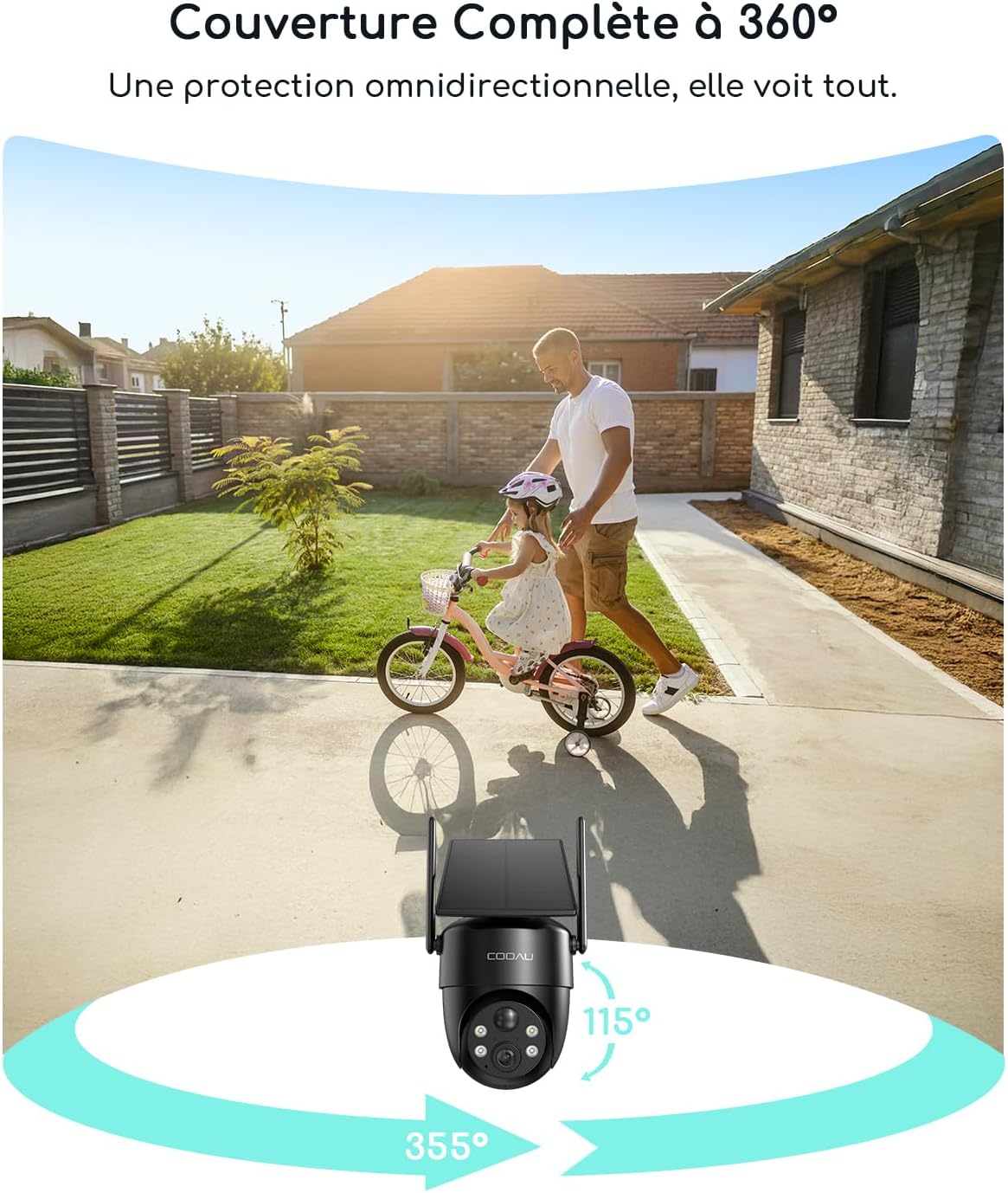 Detalle de COOAU 2K Camera Surveillance WiFi Extérieure Sans Fil — Caméra Solaire 3MP