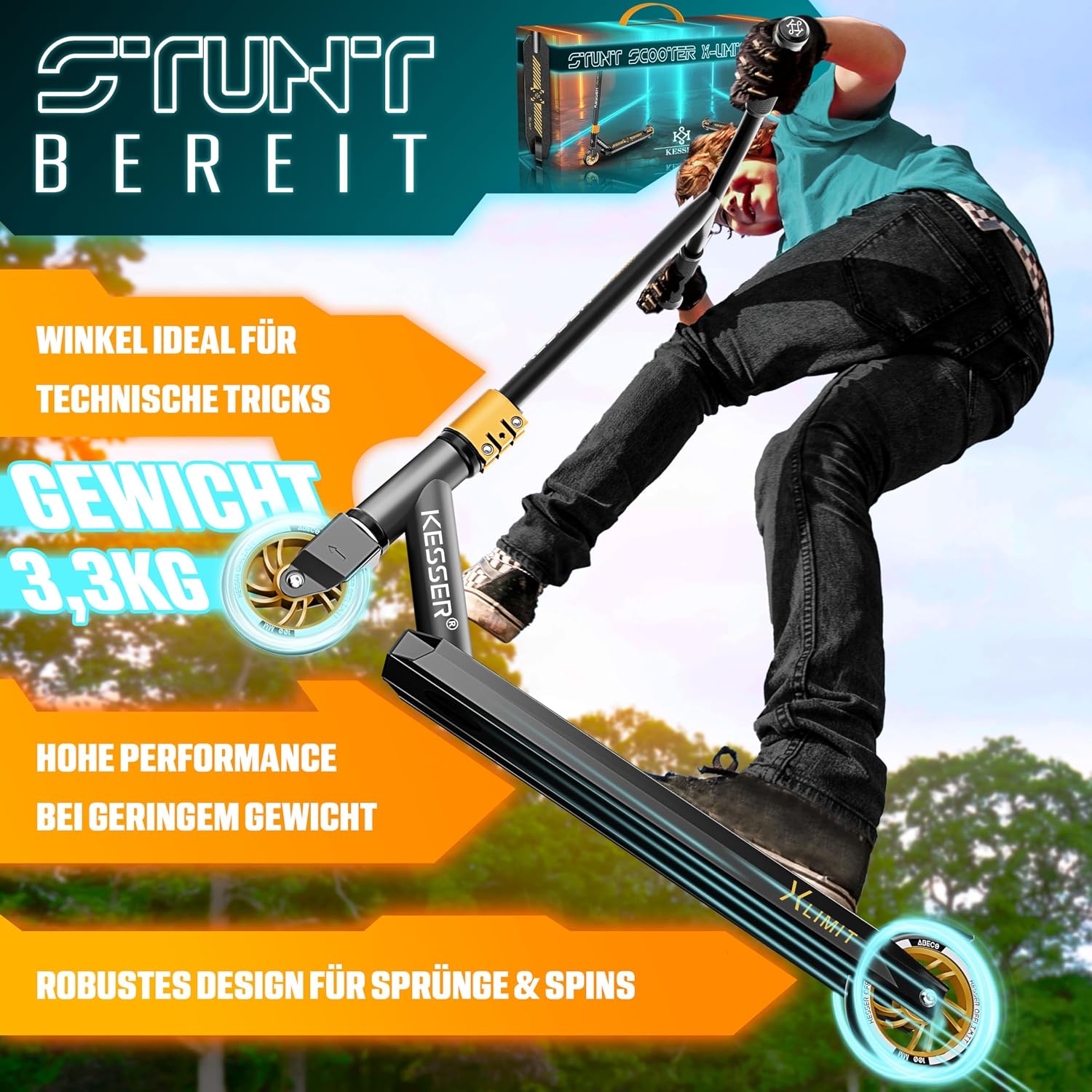 Thumbnail 3 de KESSER® X-Limit-Pro Stunt Scooter 110 mm 🛴