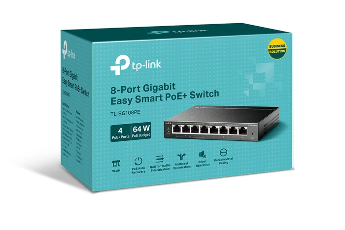 Thumbnail 1 de TP-Link TL-SG108PE: Managed Switch mit 4 PoE-Ports für VLAN, Priorisierung und Netzsegmentierung