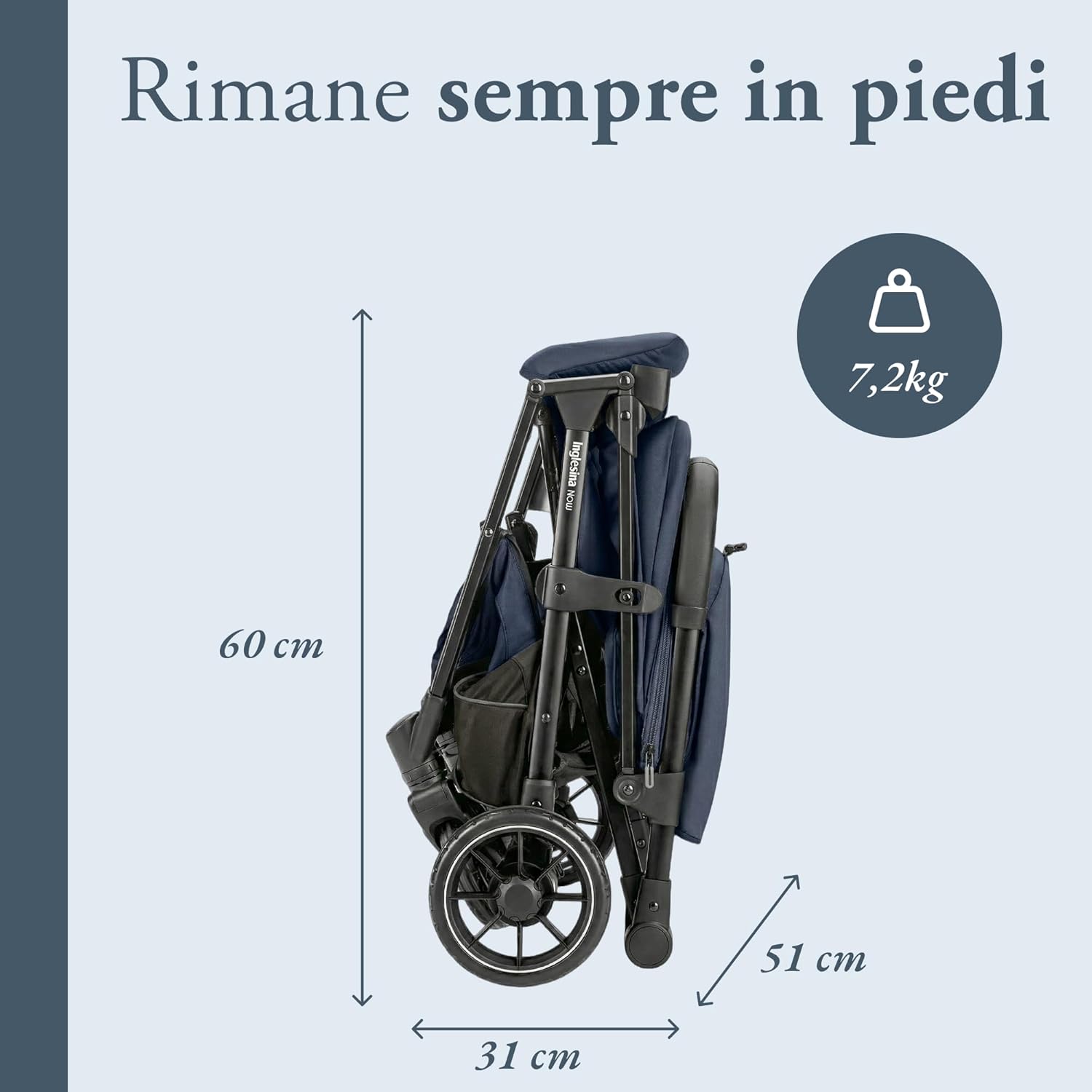Detalle de Inglesina NOW: Passeggino Compatto Leggero 7,2 kg – Chiusura One Touch e Comfort per dalla nascita