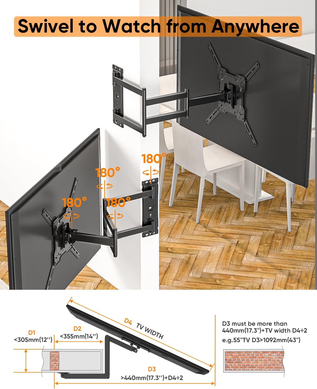 Thumbnail 3 de Forging Mount Long Reach TV Wall Bracket