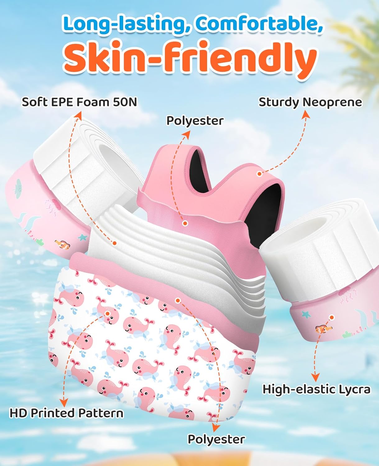 Thumbnail 4 de HeySplash Kids Swim Vest: Safe, Flexible Puddle Jumper for 33–66 lb Swimmers