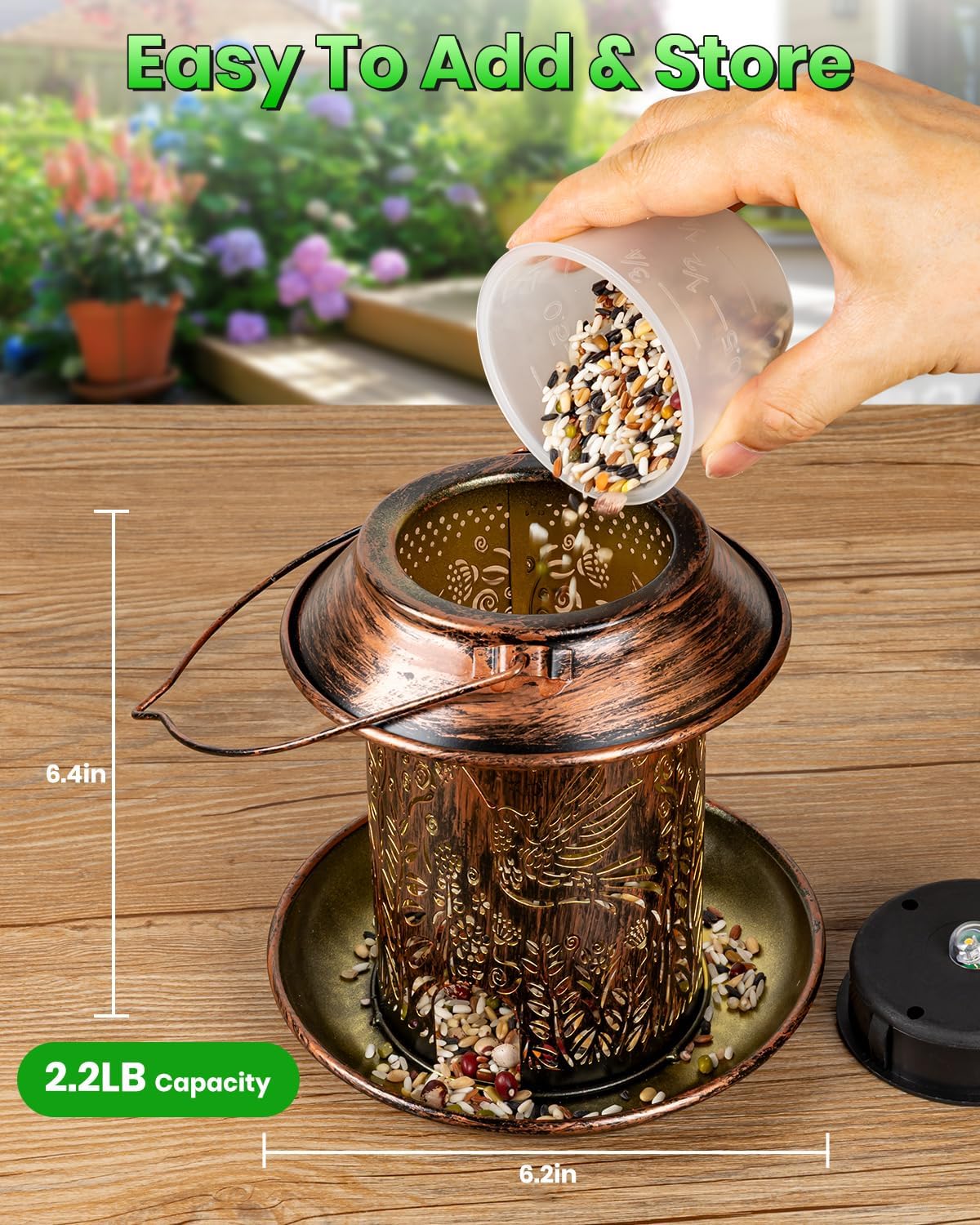 Thumbnail 6 de LEKIA Solar Lantern Bird Feeder for Outside – Hummingbird Themed Warm Light Garden Decor