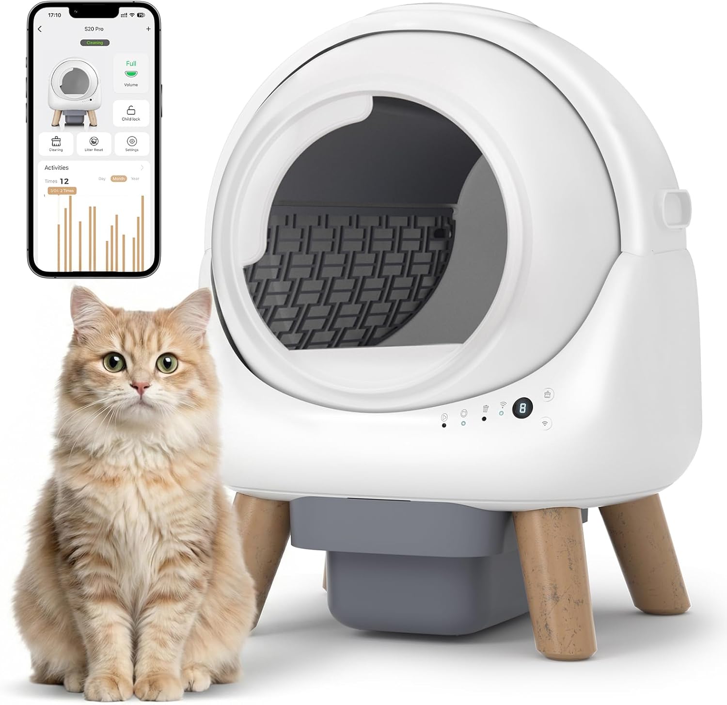 Self-Cleaning Cat Litter Box 12-inch Entrance