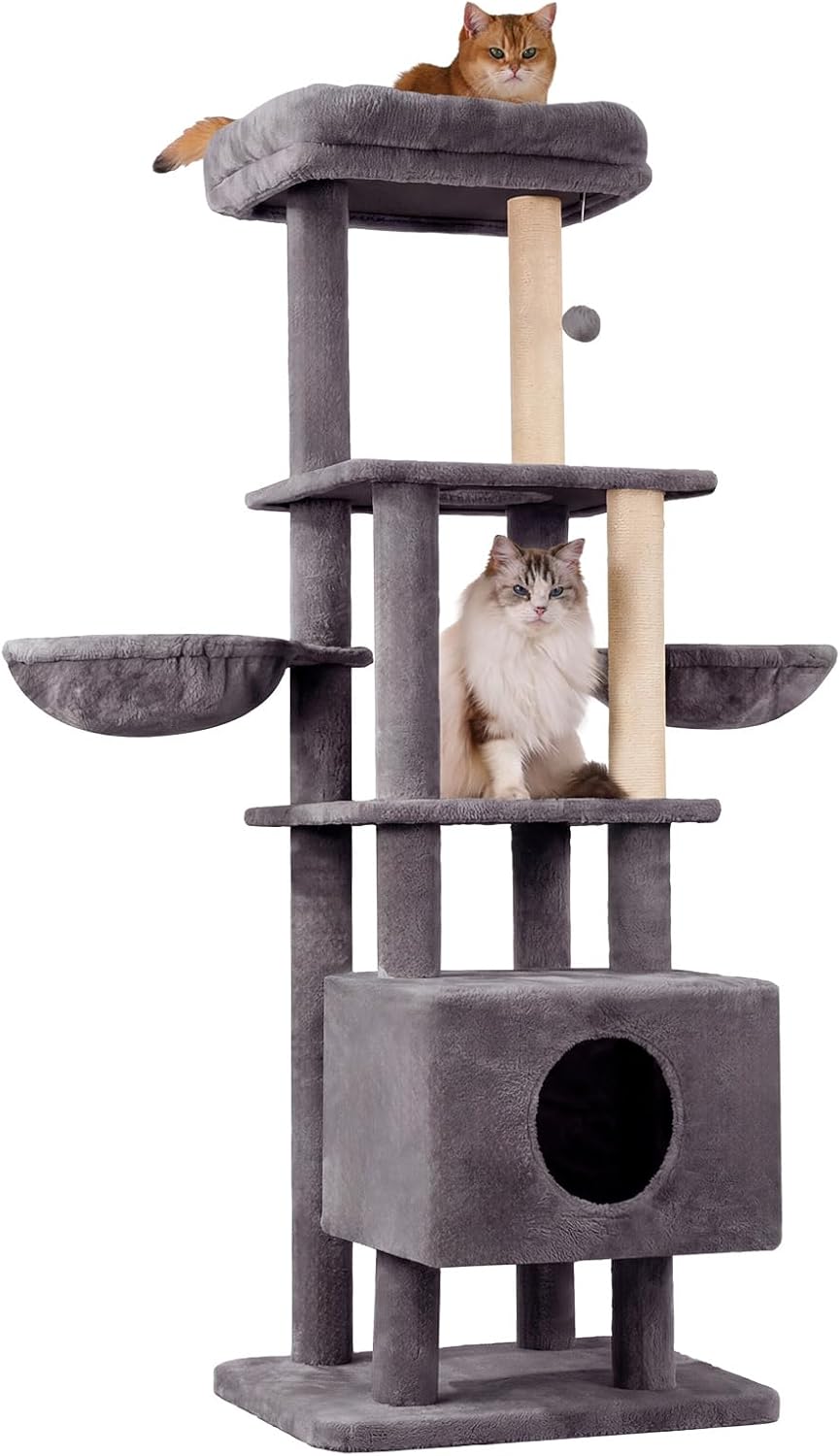 Detalle de Gardner Pet 165 cm Cat Tree with Scratching Post, 6-Level Ultra-Stable Tower (Grey)