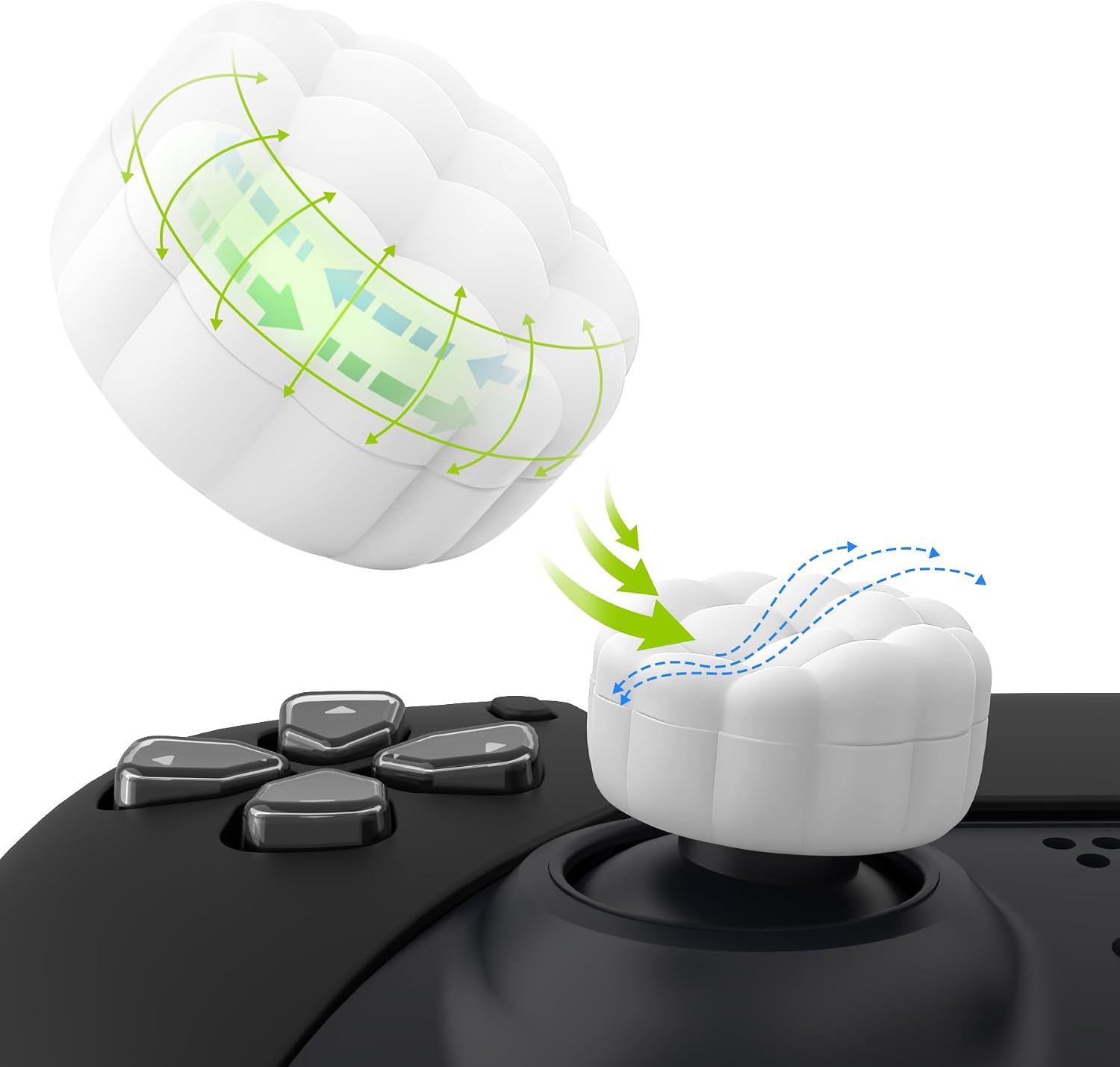 Detalle de PlayVital Thumbs Cushion Caps for PS5 controllers
