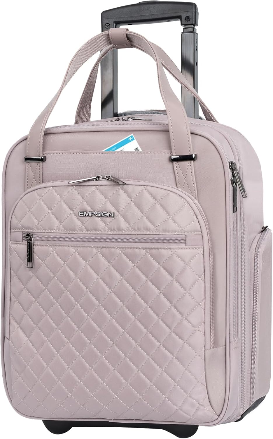 Detalle de EMPSIGN Handgepäcktasche mit Rädern unter dem Sitz (40,6 cm) – Dusty Pink