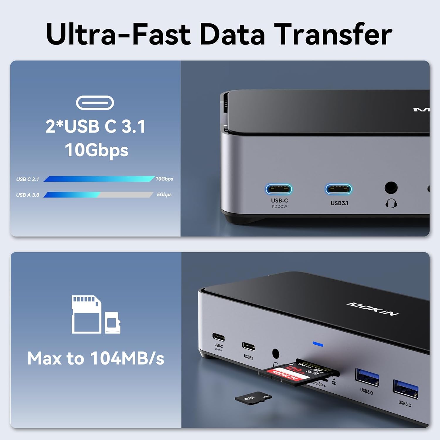 Thumbnail 6 de MOKiN USB C Docking Station 3 Monitors with 150W Power – Triple 4K USB-C/DP Hub