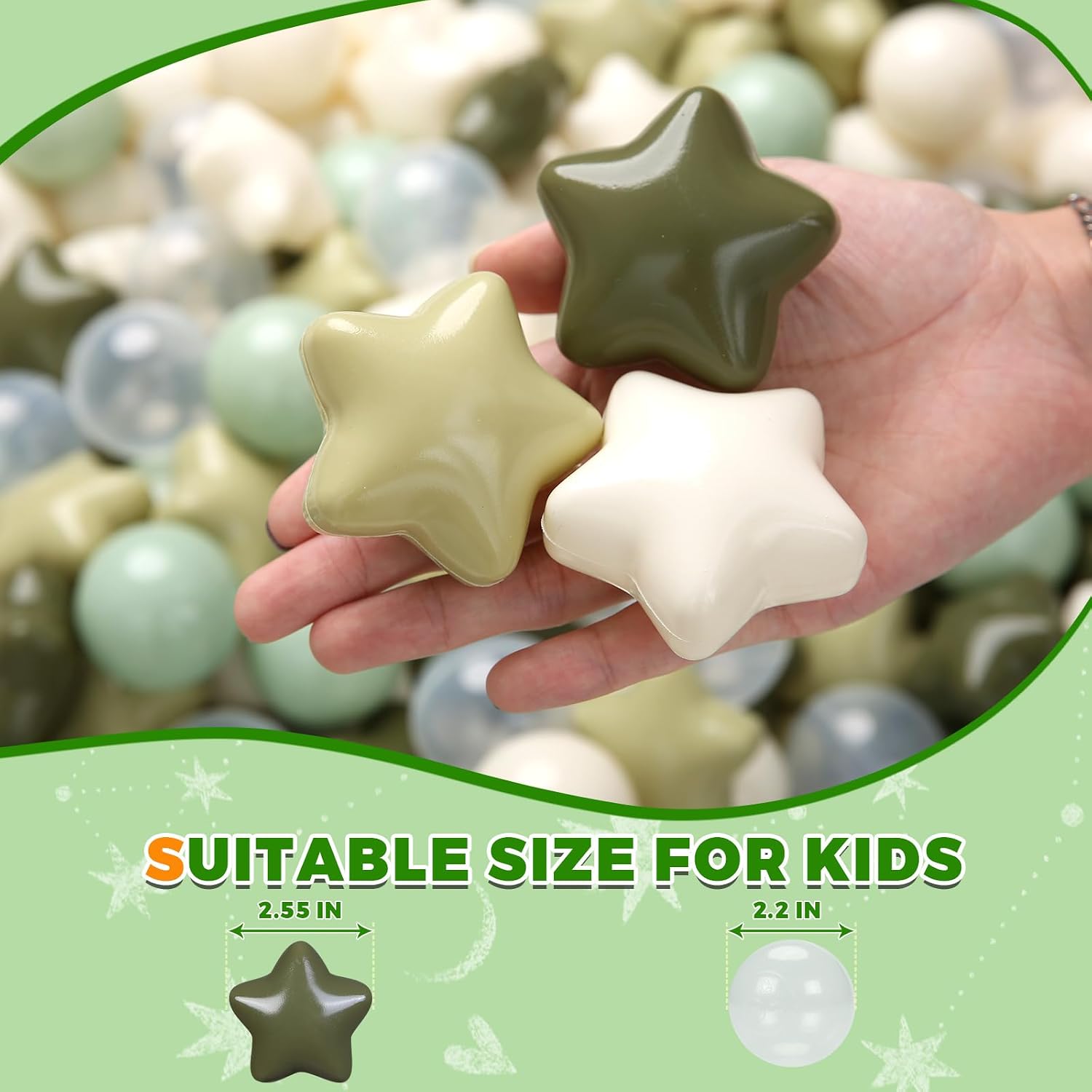Thumbnail 3 de TRENDPLAY Star Ball Pit Balls for Toddlers (Non-Toxic, 2.2-inch) — Star + Round Set for Play Tents & Ball Pits