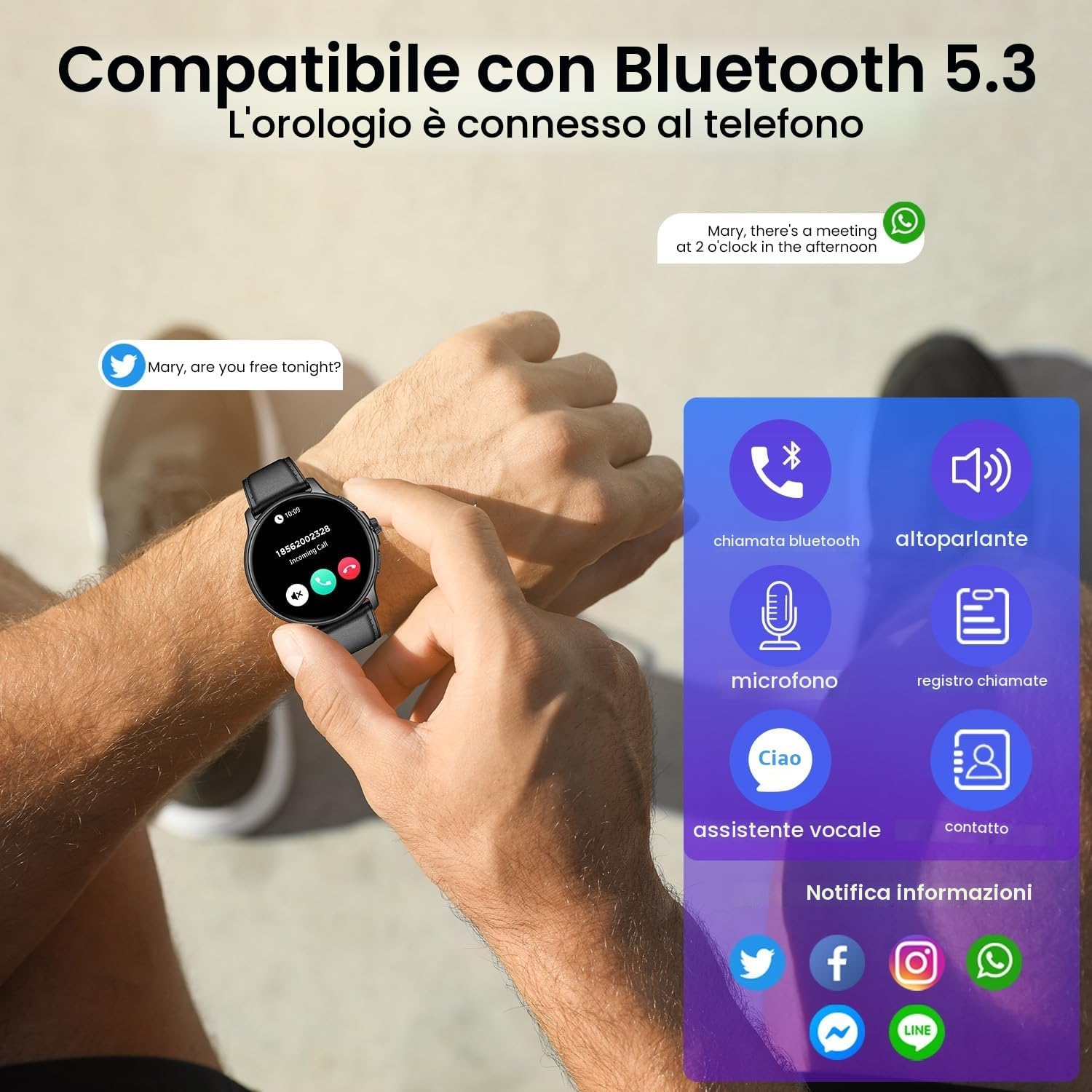 Detalle de Smartwatch con chiamate Bluetooth 1,43”