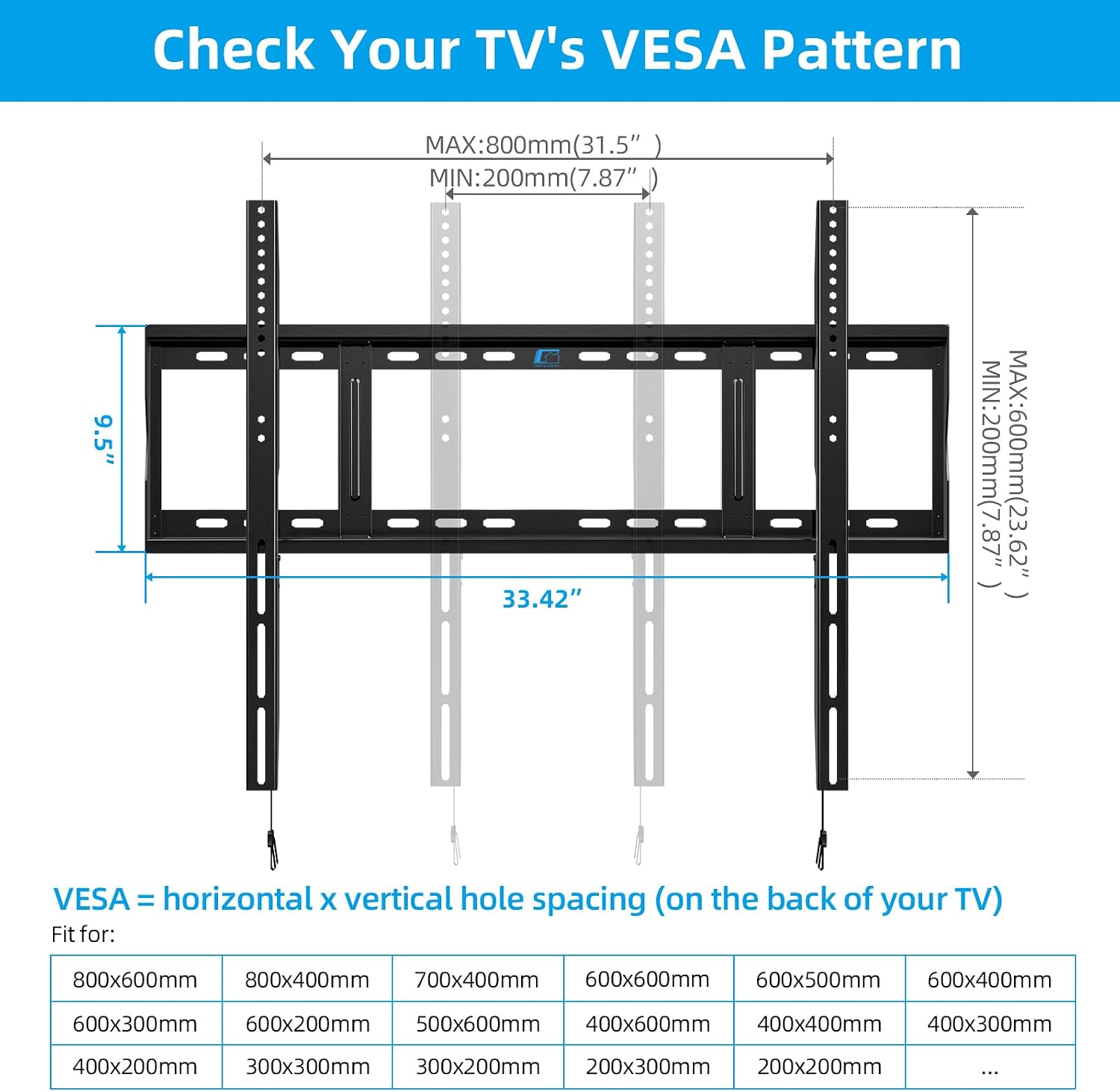 Detalle 2 de HOME VISION HV8801 fixed TV wall mount 264 lbs