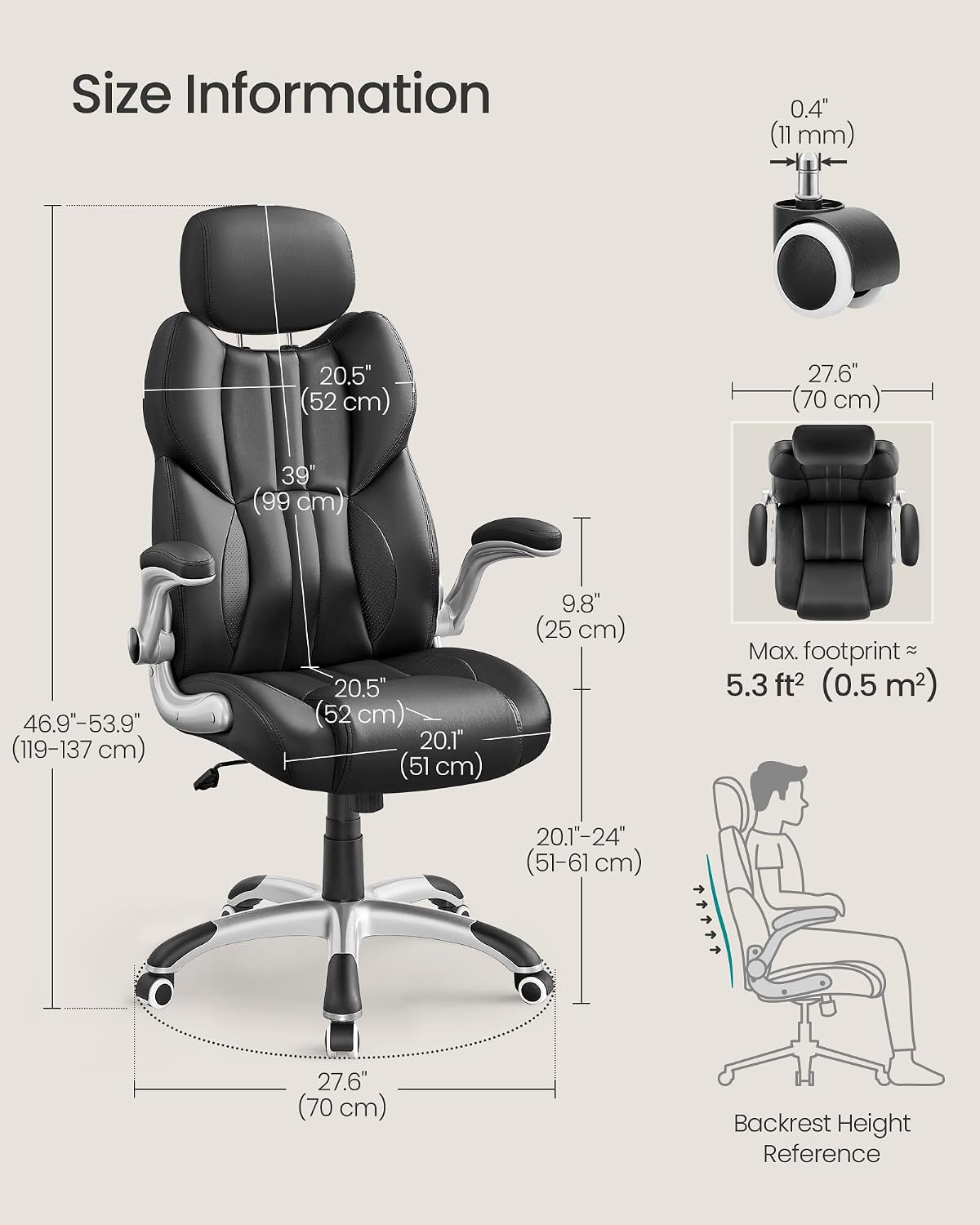 Detalle de SONGMICS OBG65BKUK ergonomic gaming chair