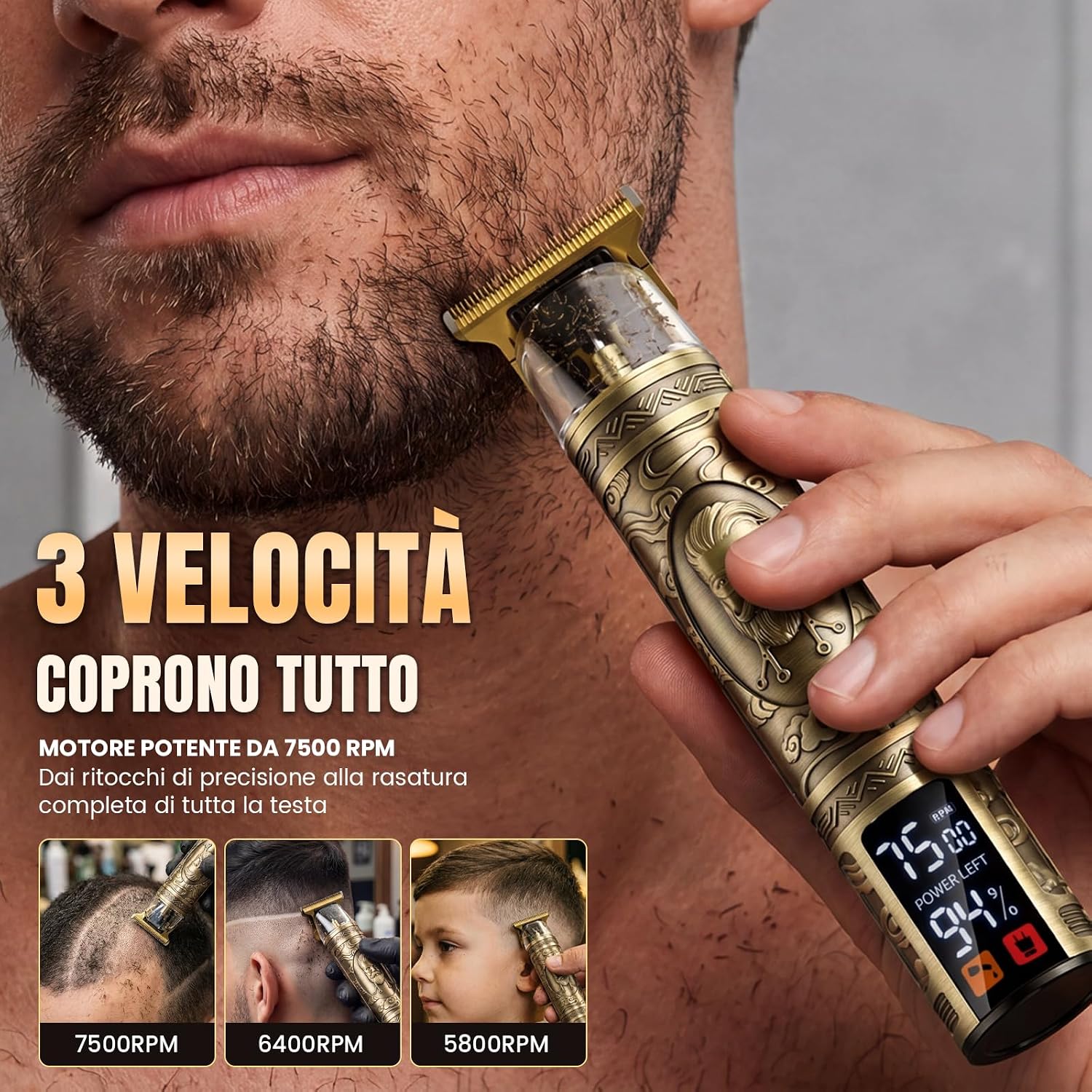 Thumbnail 1 de Yineel HC200 Tagliacapelli Uomo Professionale: lama di precisione, 3 velocità e display LCD per rasatura e grooming a casa