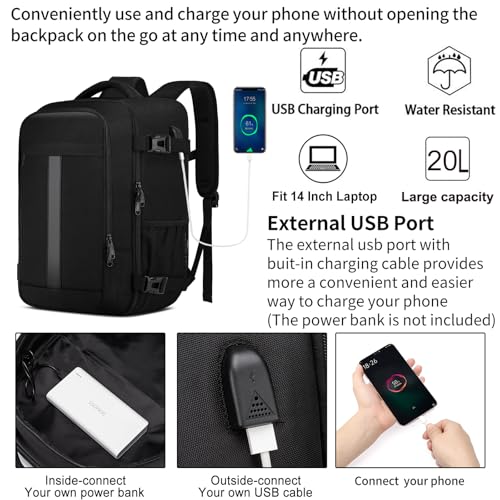 Thumbnail 2 de PUSLOM Mochila de cabina 40x20x25 cm (20L) con USB para portátil de 14 pulgadas y bolsillo antirrobo