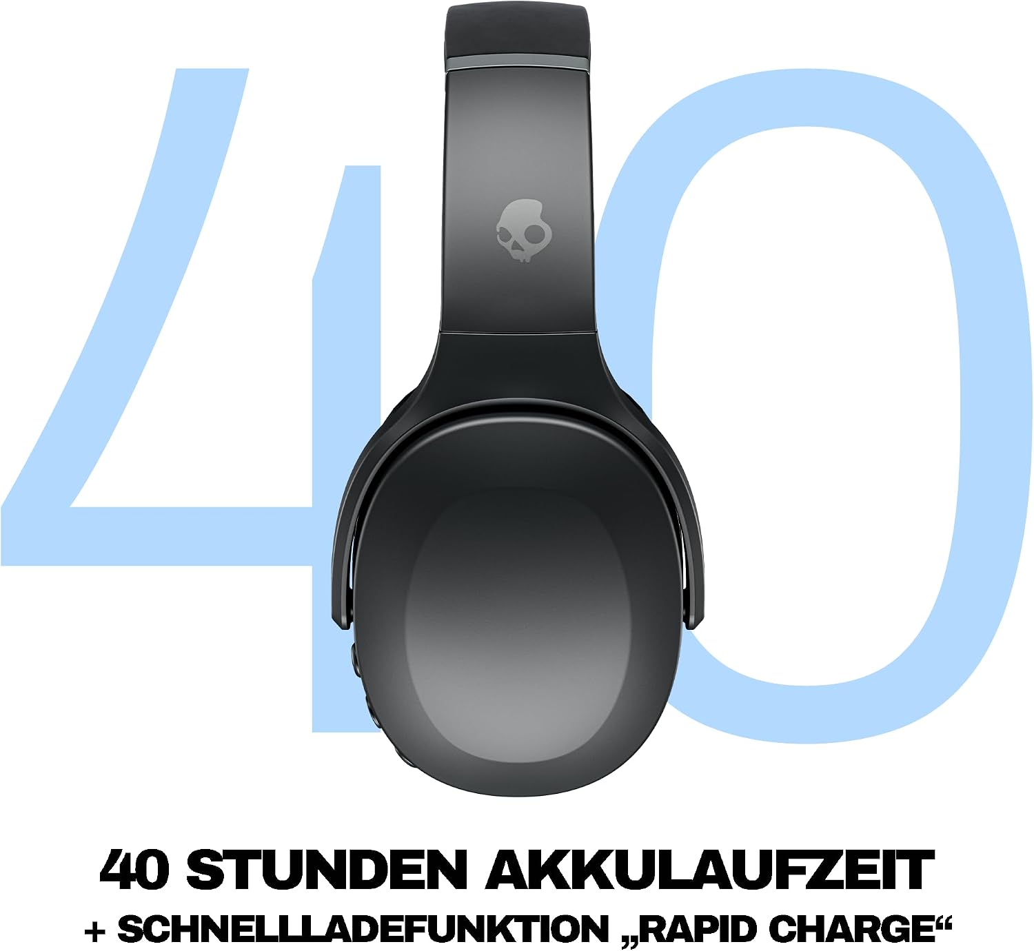 Detalle de Skullcandy Crusher Evo Wireless Bluetooth-Kopfhörer mit multisensorischem Bass und 40-Stunden-Akku – Schwarz